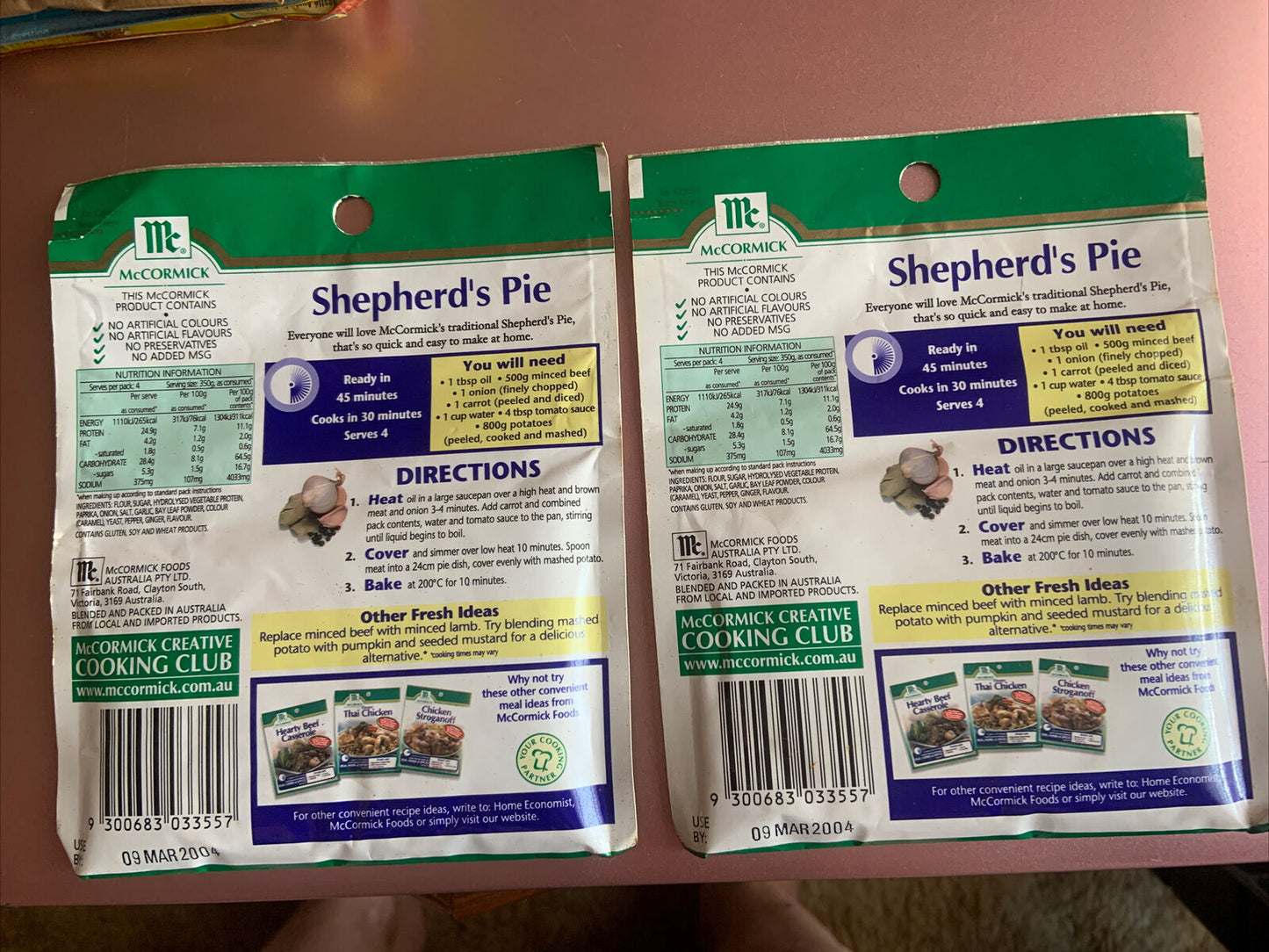 2 Packets Collectable McCormick Packet Sauces Not For Consumption Display Props