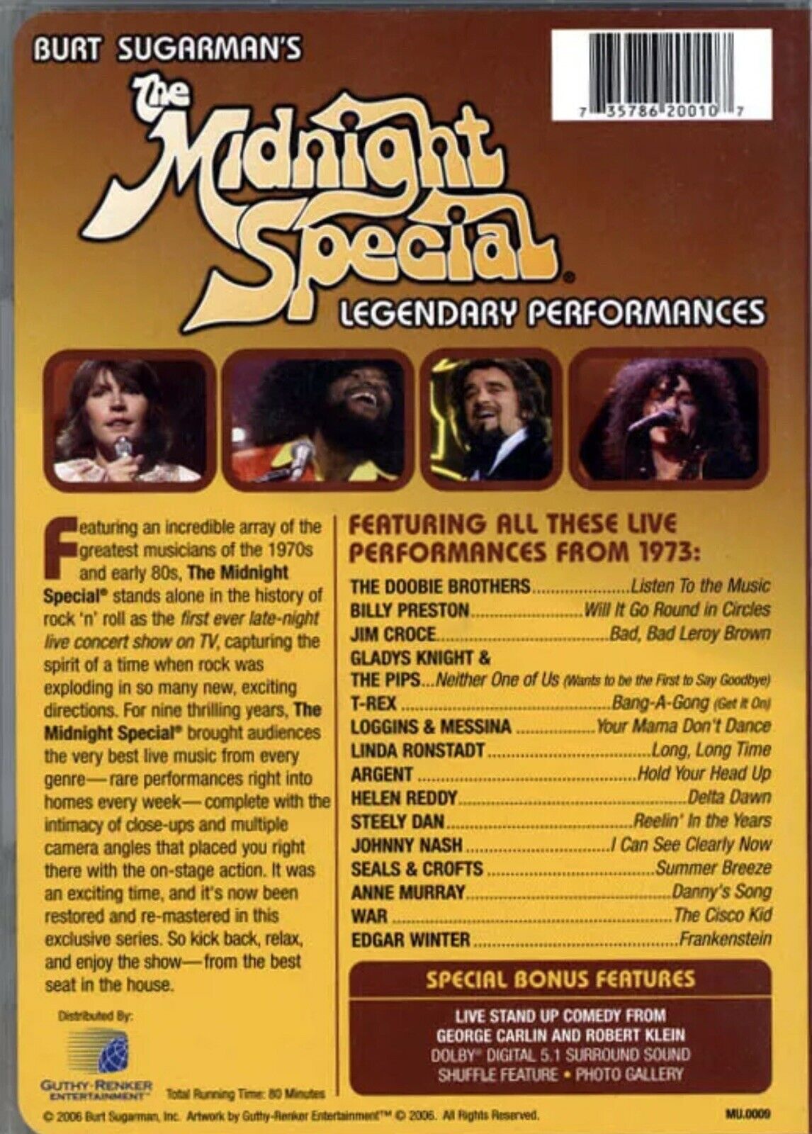 DVD The MiDNGHT SPECIAL Burt Sugarman's Live On Stage 1973 Digital Remaster NEW