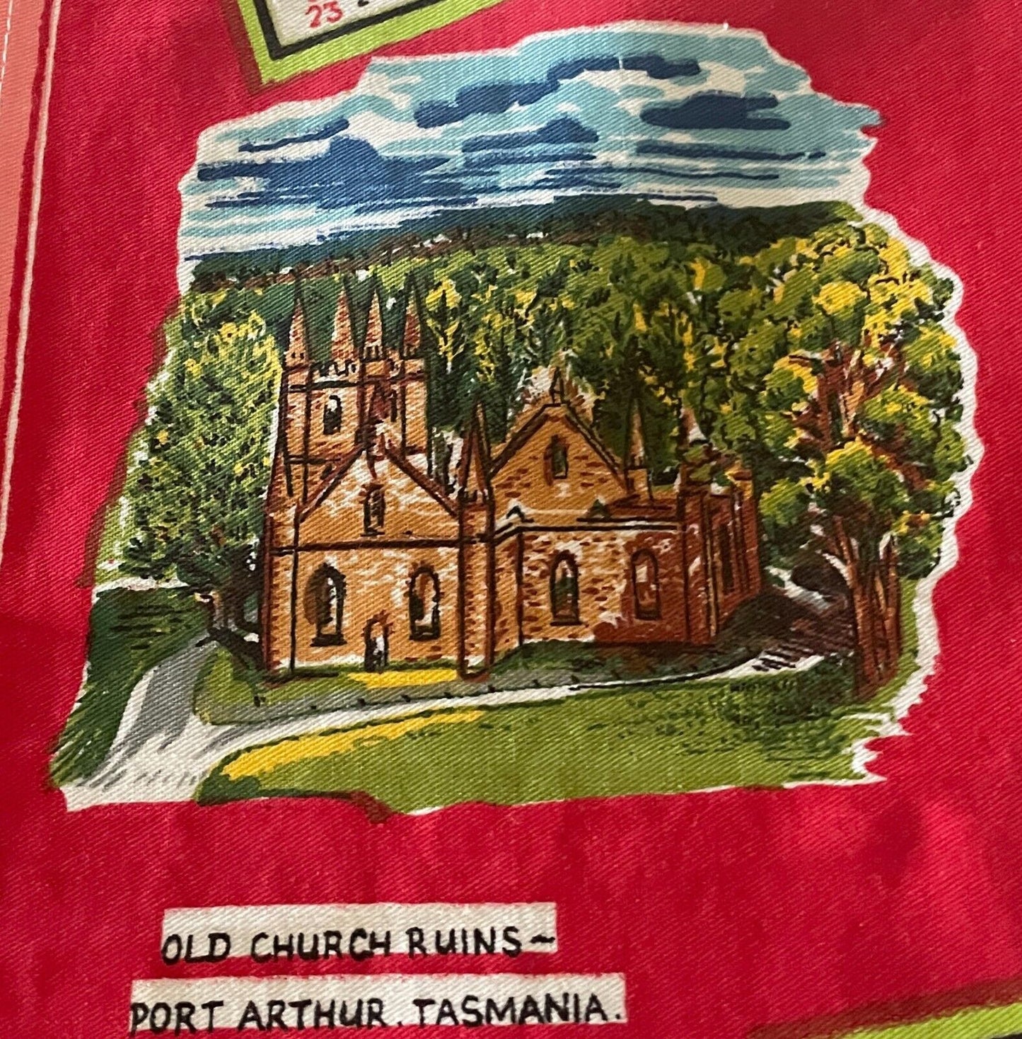 Vintage 1983 Calendar Year Tea Towel Australia LANDMARKS Tourist Attraction