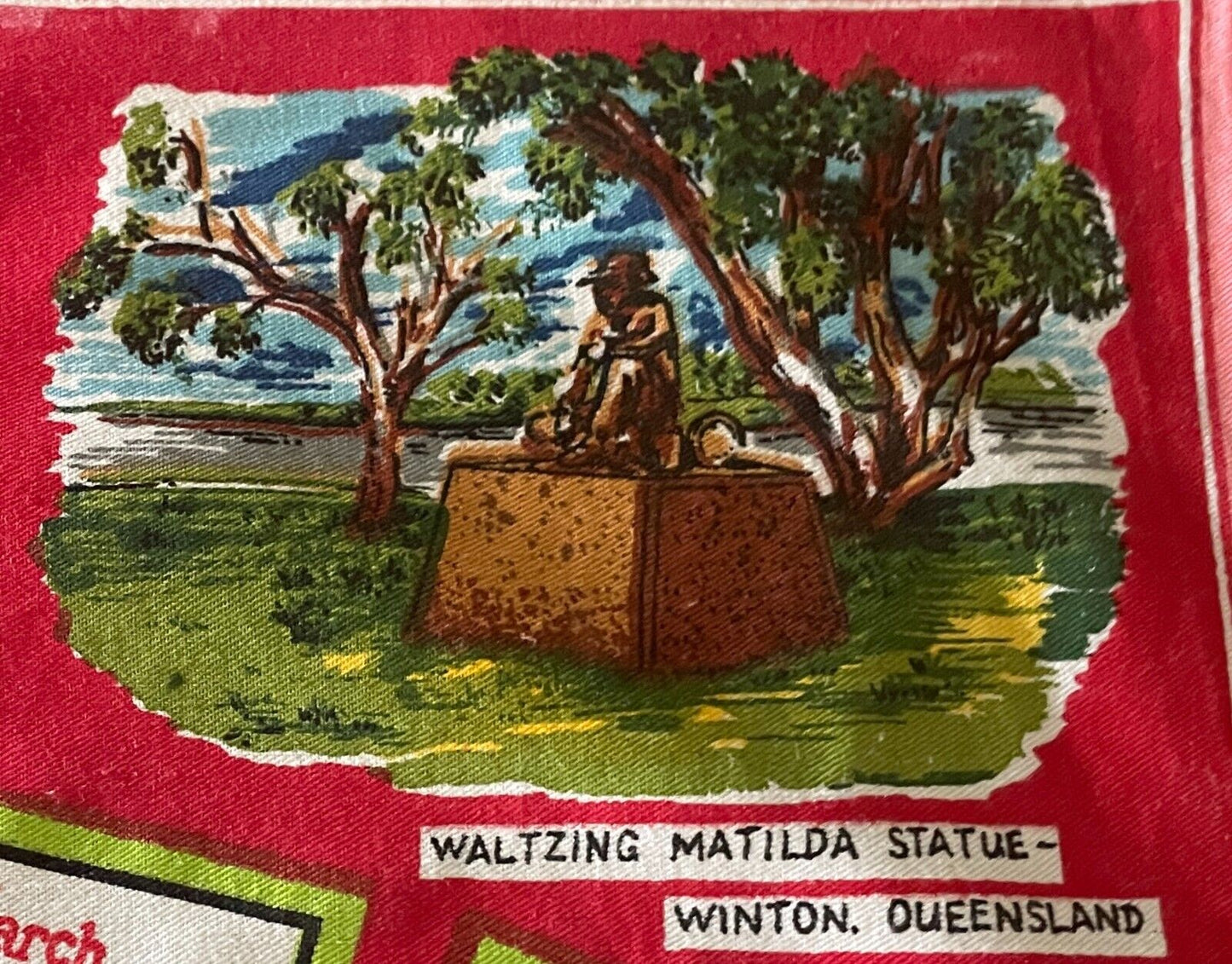 Vintage 1983 Calendar Year Tea Towel Australia LANDMARKS Tourist Attraction
