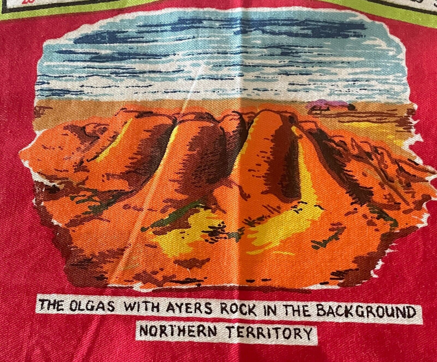 Vintage 1983 Calendar Year Tea Towel Australia LANDMARKS Tourist Attraction