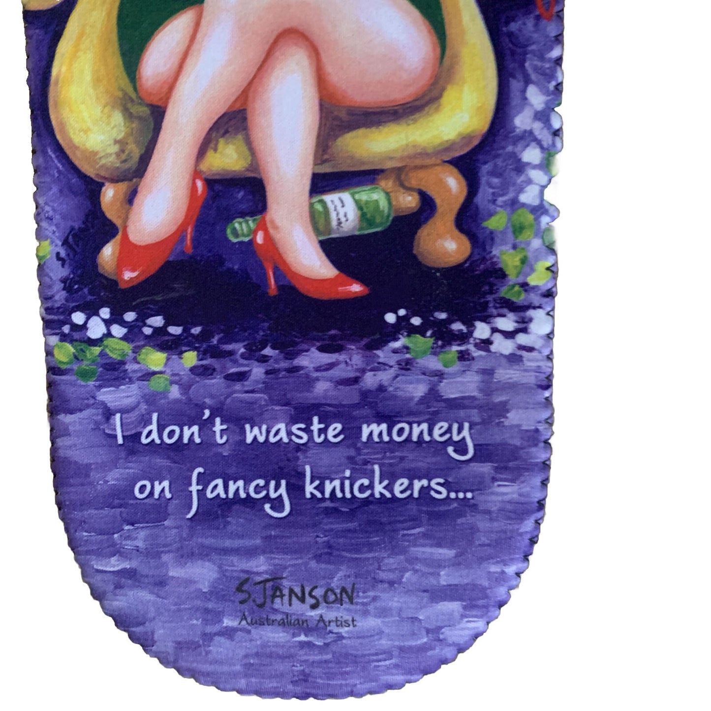 New WINE SAC ‘ Nelly No Knickers ’ Sue Janson Australia Design Neoprene Novelty