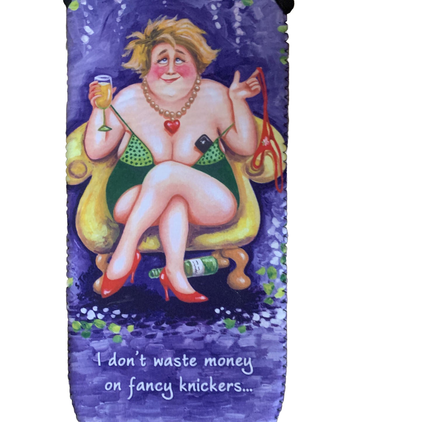 New WINE SAC ‘ Nelly No Knickers ’ Sue Janson Australia Design Neoprene Novelty