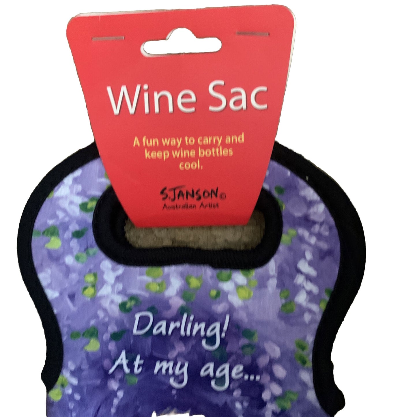 New WINE SAC ‘ Nelly No Knickers ’ Sue Janson Australia Design Neoprene Novelty