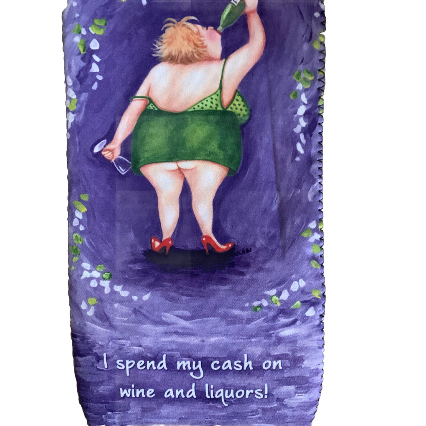 New WINE SAC ‘ Nelly No Knickers ’ Sue Janson Australia Design Neoprene Novelty