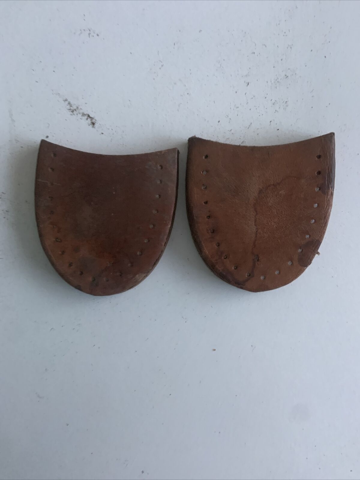 1x Pair 1980’s Replacement Leather KIDS HEELS SOLES New Old Stock 6cm W 0.5cm H
