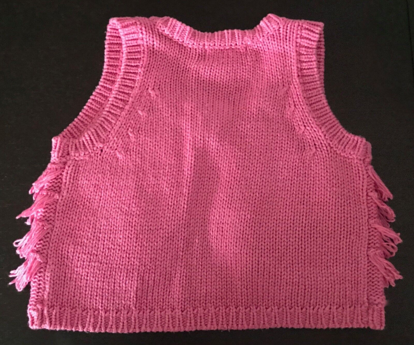 BEBE by MINIHAHA Pink Knit Vest Sleeveless Cardi Jacket Fringe Trim Girls Size 2