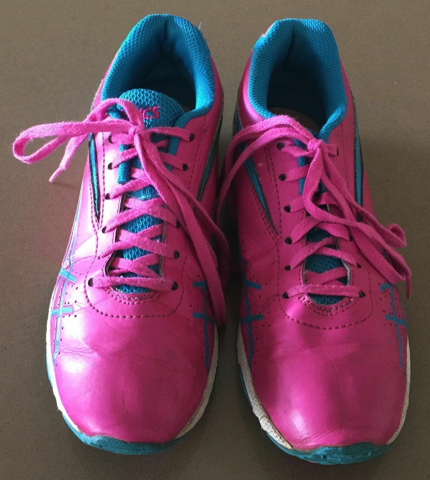 ASICS Running Shoe Pink Blue White Gel-Storm Girl 2 Girls Size 22cm US 3 EU 35