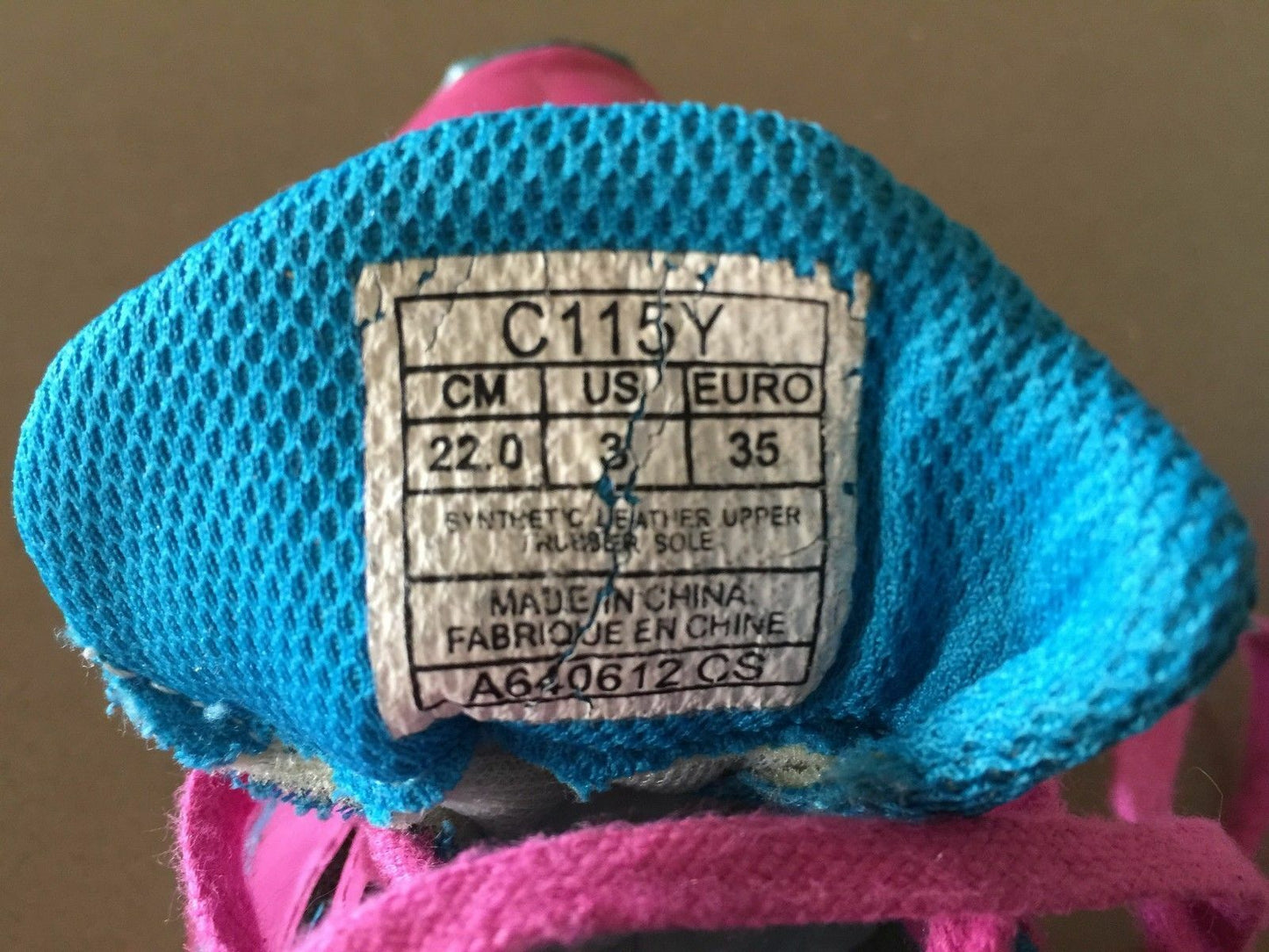 ASICS Running Shoe Pink Blue White Gel-Storm Girl 2 Girls Size 22cm US 3 EU 35