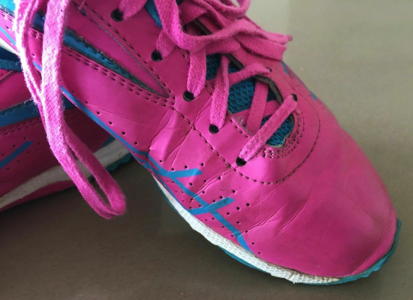 ASICS Running Shoe Pink Blue White Gel-Storm Girl 2 Girls Size 22cm US 3 EU 35