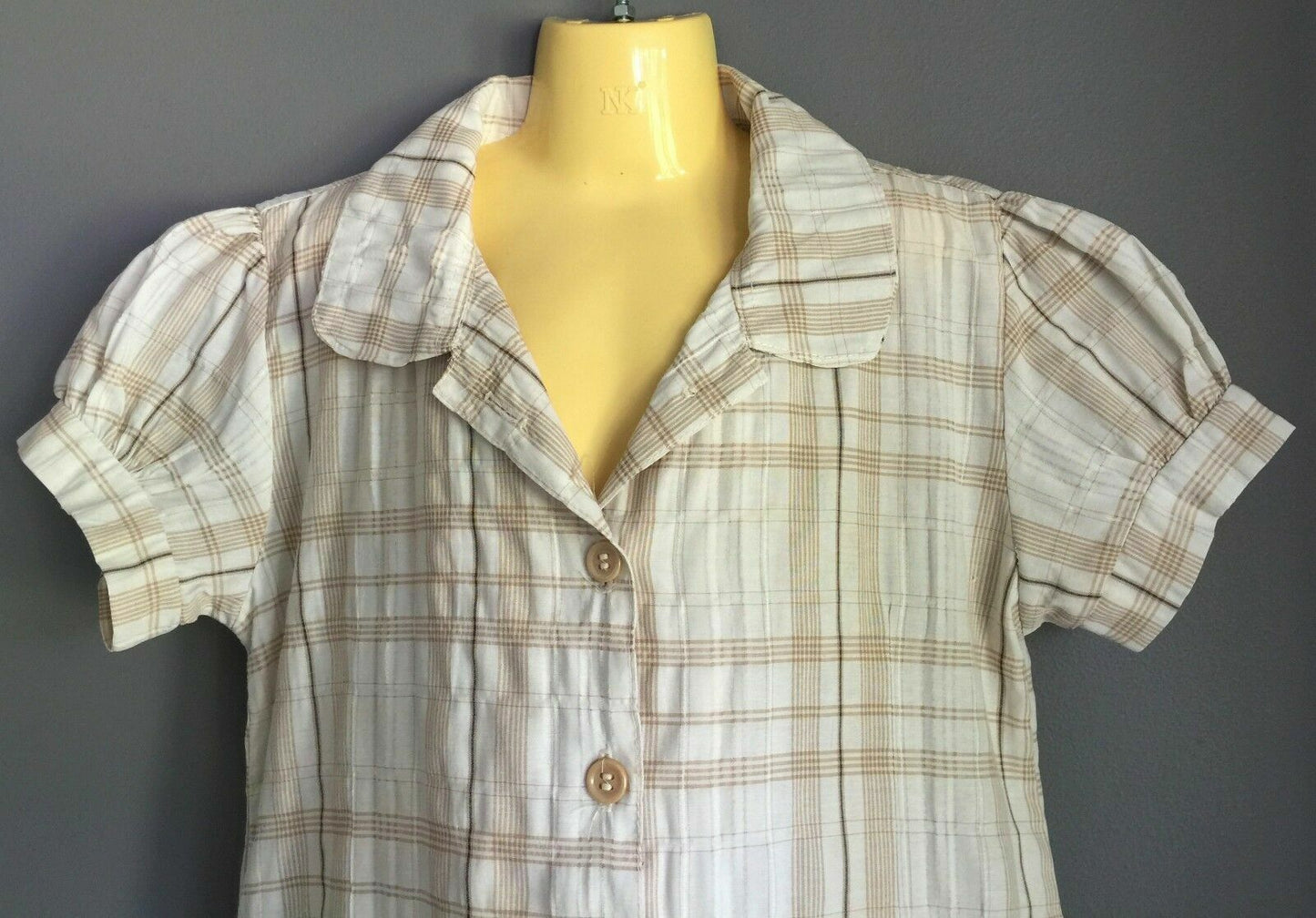 New Girls BURITI Shirt Dress Brown & Ivory Cotton Check Size 6 Gorgeous