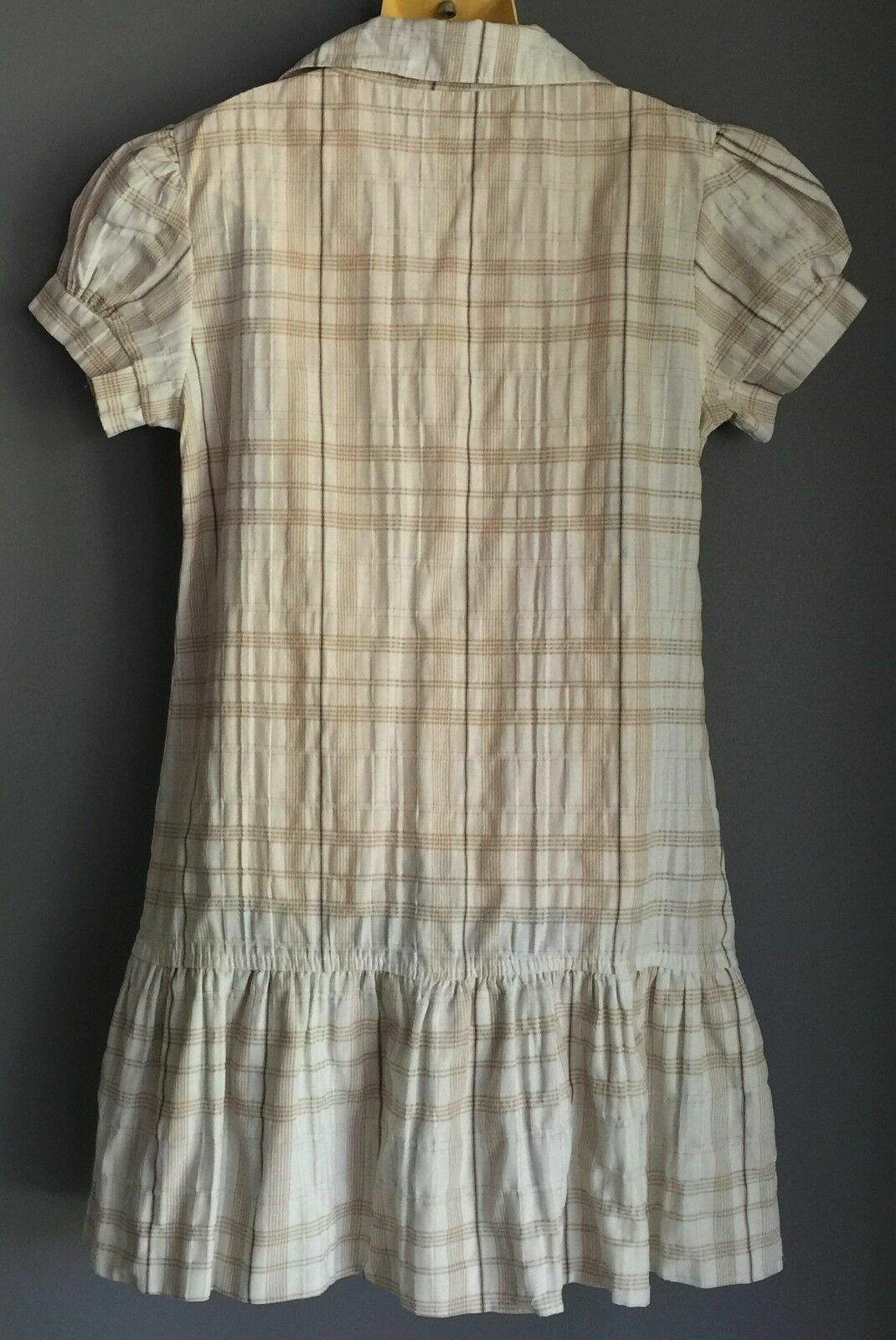 New Girls BURITI Shirt Dress Brown & Ivory Cotton Check Size 6 Gorgeous