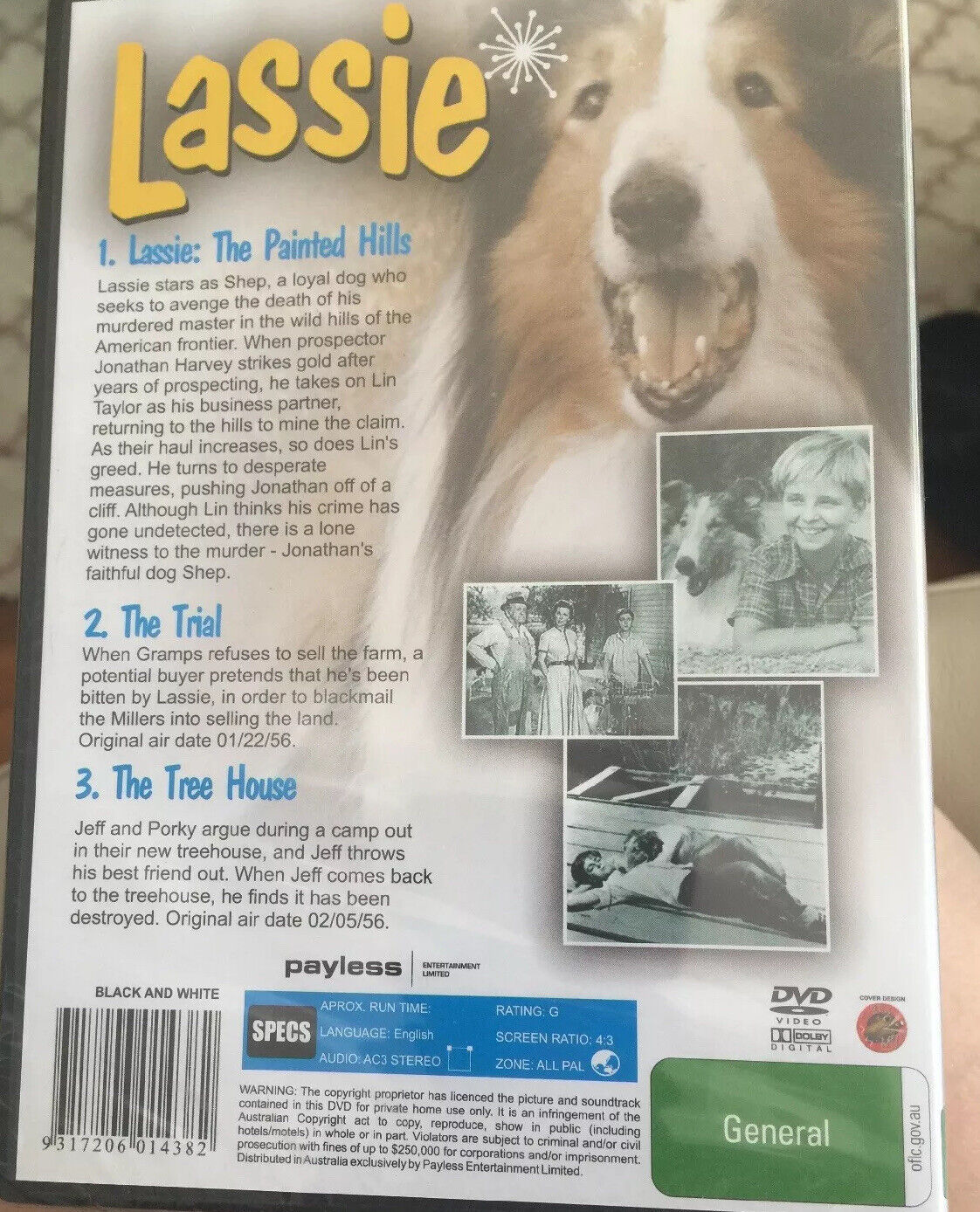 DVD LASSIE 3 Classic Episodes PAINTED HILLS THE TRIAL THE TREE HOUSE Sealed NEW