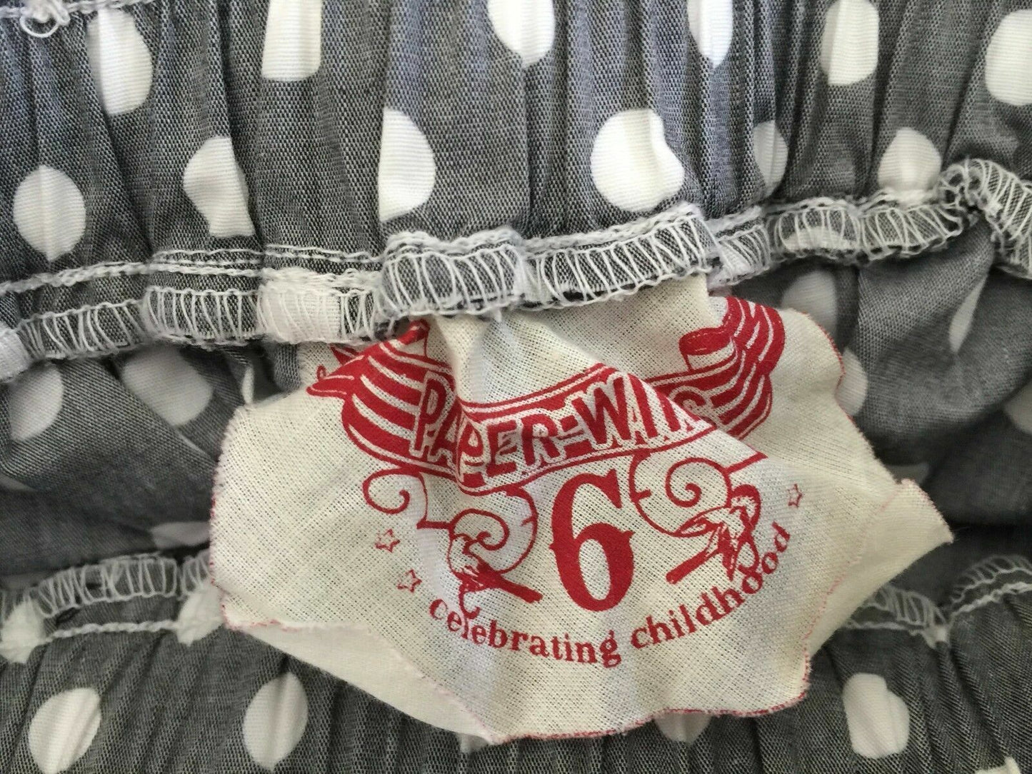 PAPER WINGS Skirt Grey White Polka Dot Detachable Pocket Designer Girls Sz 6 NEW