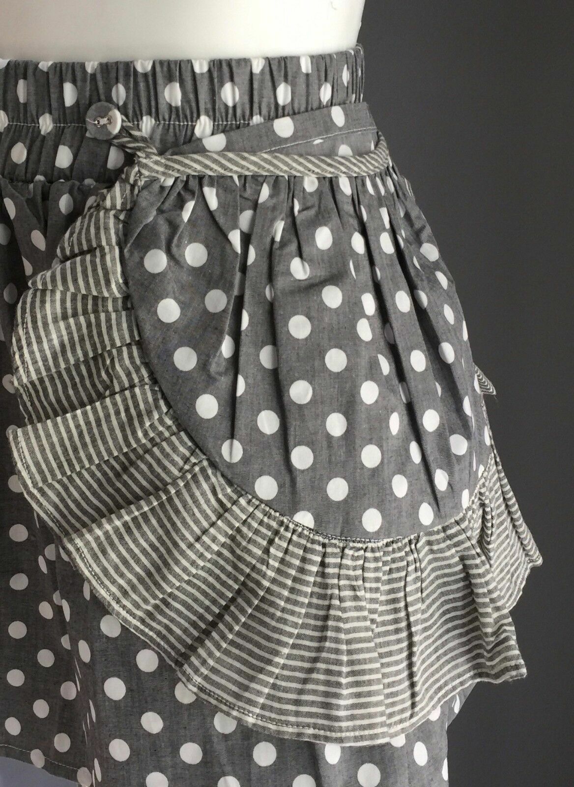 PAPER WINGS Skirt Grey White Polka Dot Detachable Pocket Designer Girls Sz 6 NEW