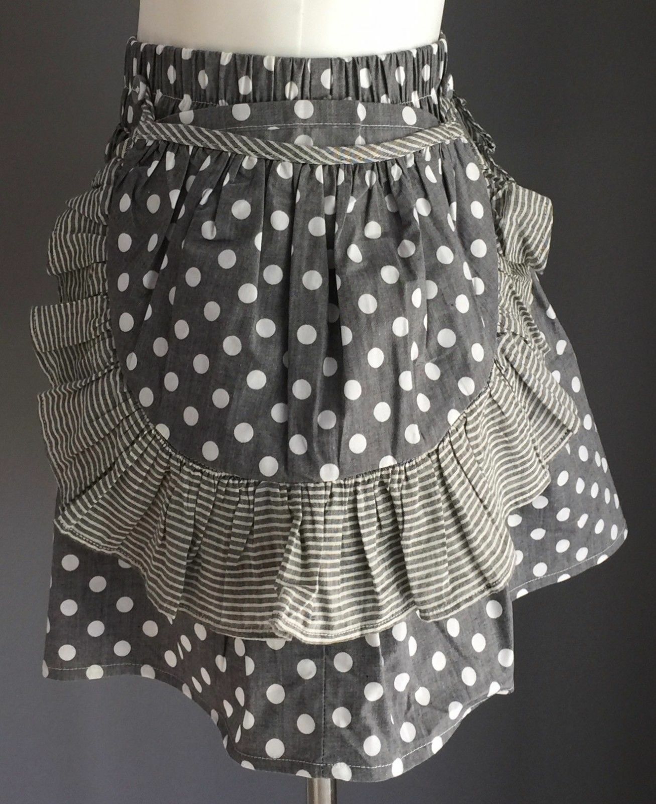 PAPER WINGS Skirt Grey White Polka Dot Detachable Pocket Designer Girls Sz 6 NEW