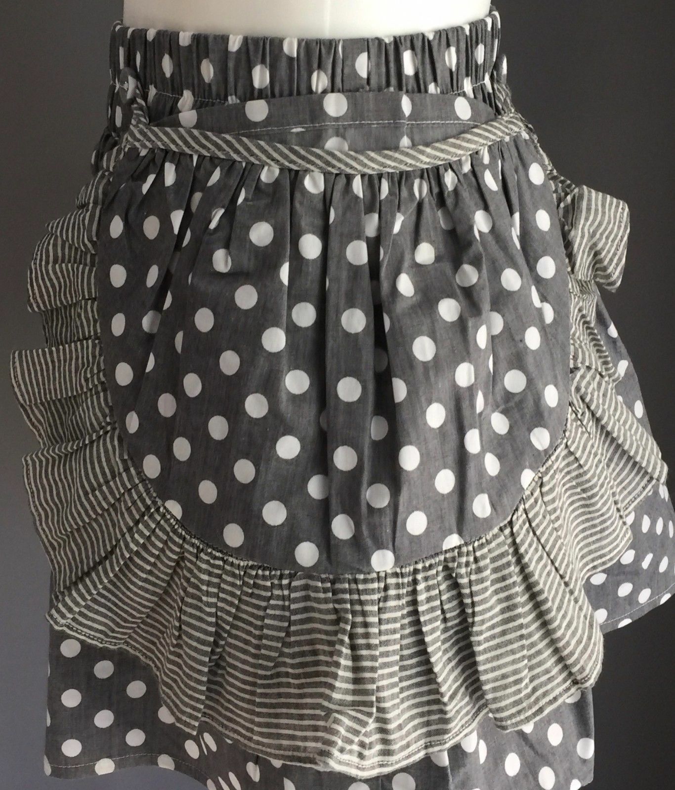PAPER WINGS Skirt Grey White Polka Dot Detachable Pocket Designer Girls Sz 6 NEW