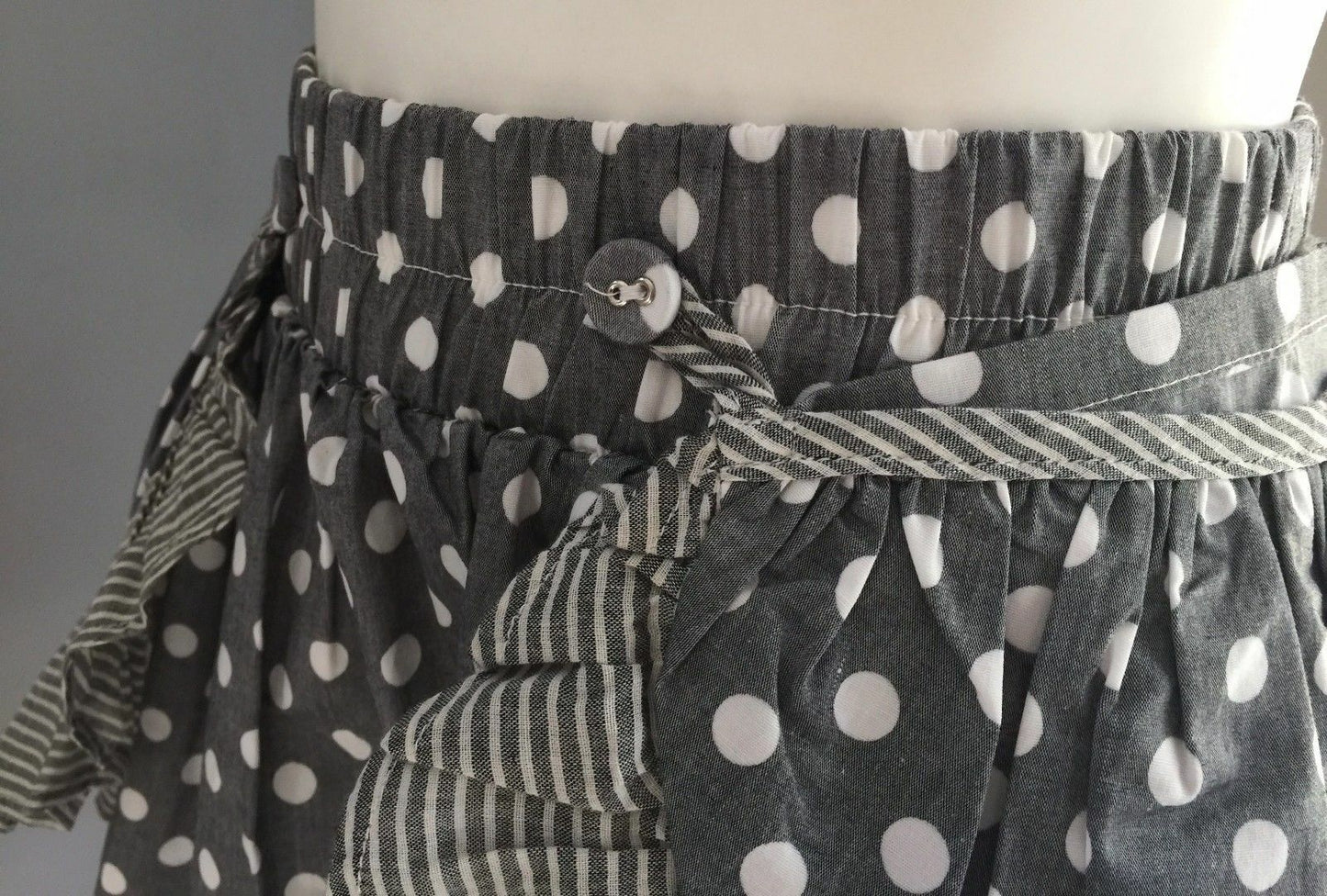 PAPER WINGS Skirt Grey White Polka Dot Detachable Pocket Designer Girls Sz 6 NEW