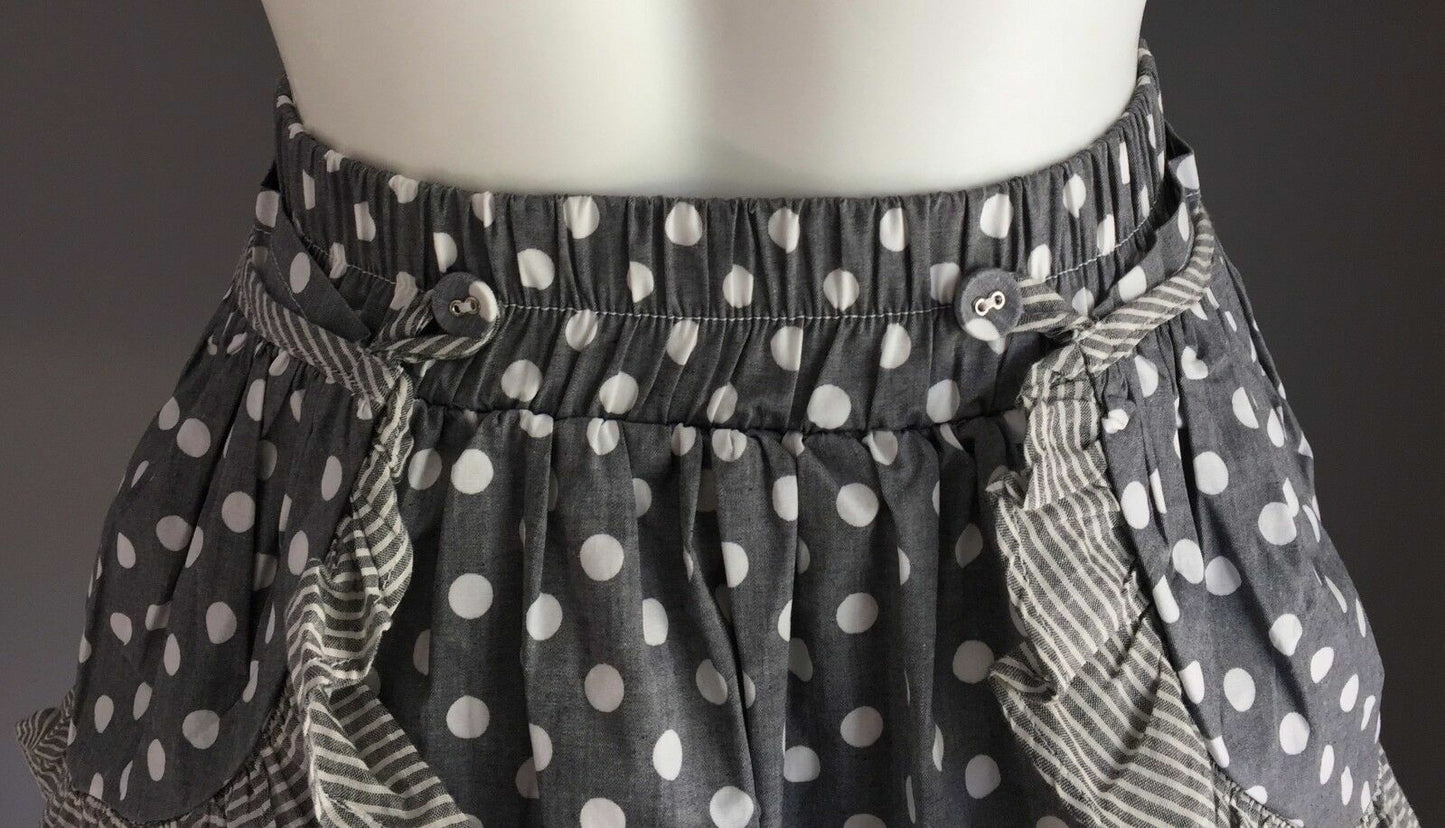 PAPER WINGS Skirt Grey White Polka Dot Detachable Pocket Designer Girls Sz 6 NEW