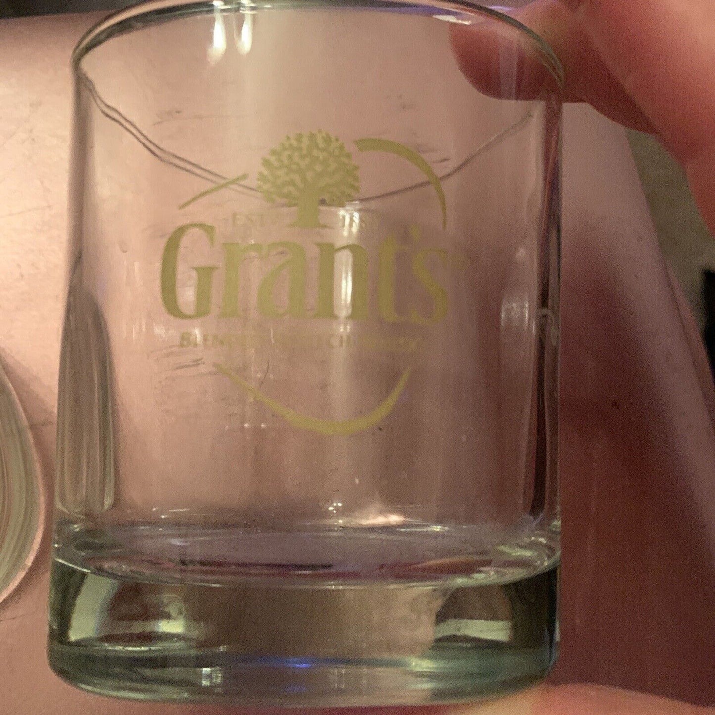 GRANTS 2 X Glass Blended Scotch Whisky TRIANGULAR Man Cave Bar Collectable Tree