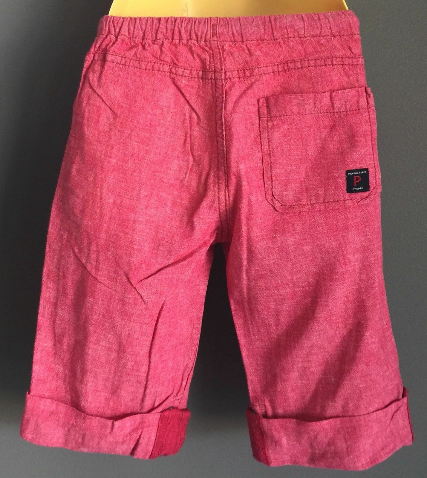 New Baby Boy POLARN O PYRET Long Shorts Red Wash Linen Look & Feel 18 - 24mths