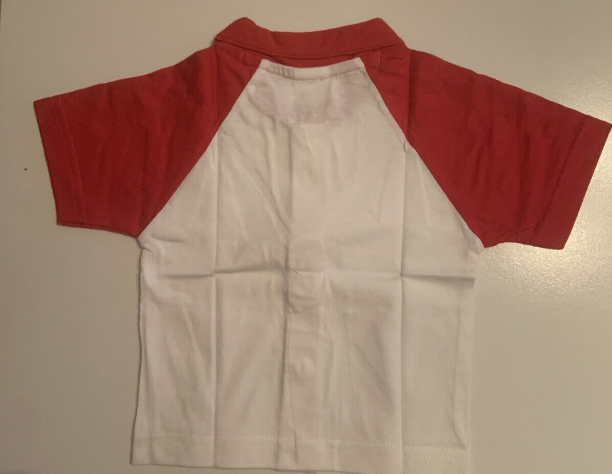 BABY WONDER Polo Shirt 5 Pack Bundle Size 00 3 6mth White W Red Collar Sleeves