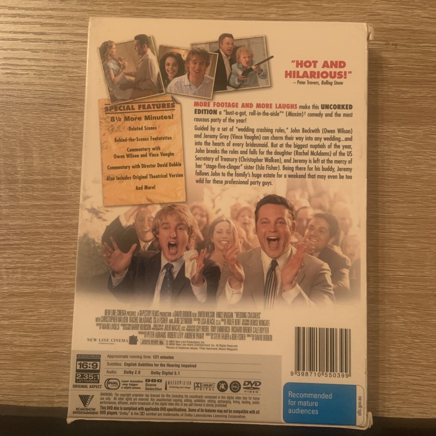 DVD WEDDING CRASHERS Uncorked Movie Extended Edition Owen Wilson Vince Vaughan