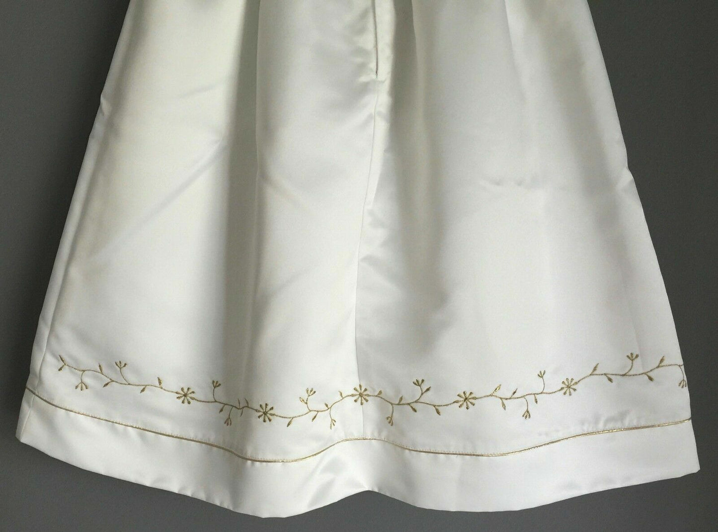 OUR SMALL WORLD Flower Girl Ivory Formal Gold Trim Dress Toddler Girl Size 2 NEW