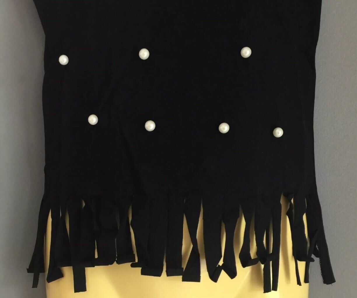 New Girls POPI AND TULIP Black Top Sleeveless Pearl & Fringe Trim Size 3 & 4