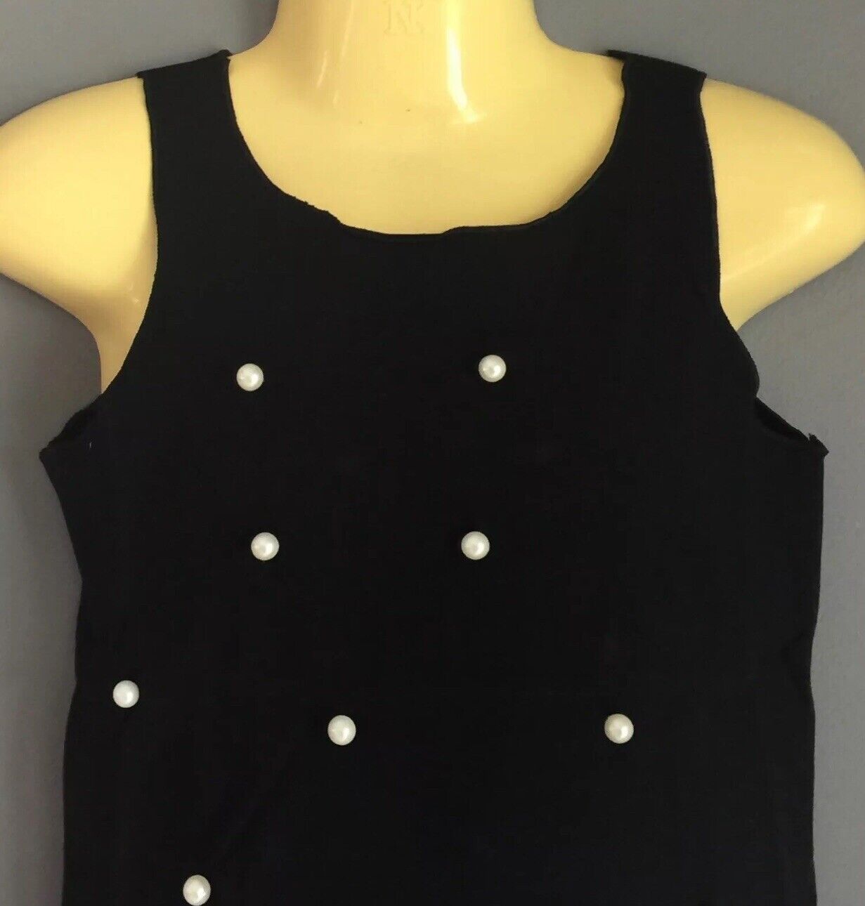 New Girls POPI AND TULIP Black Top Sleeveless Pearl & Fringe Trim Size 3 & 4