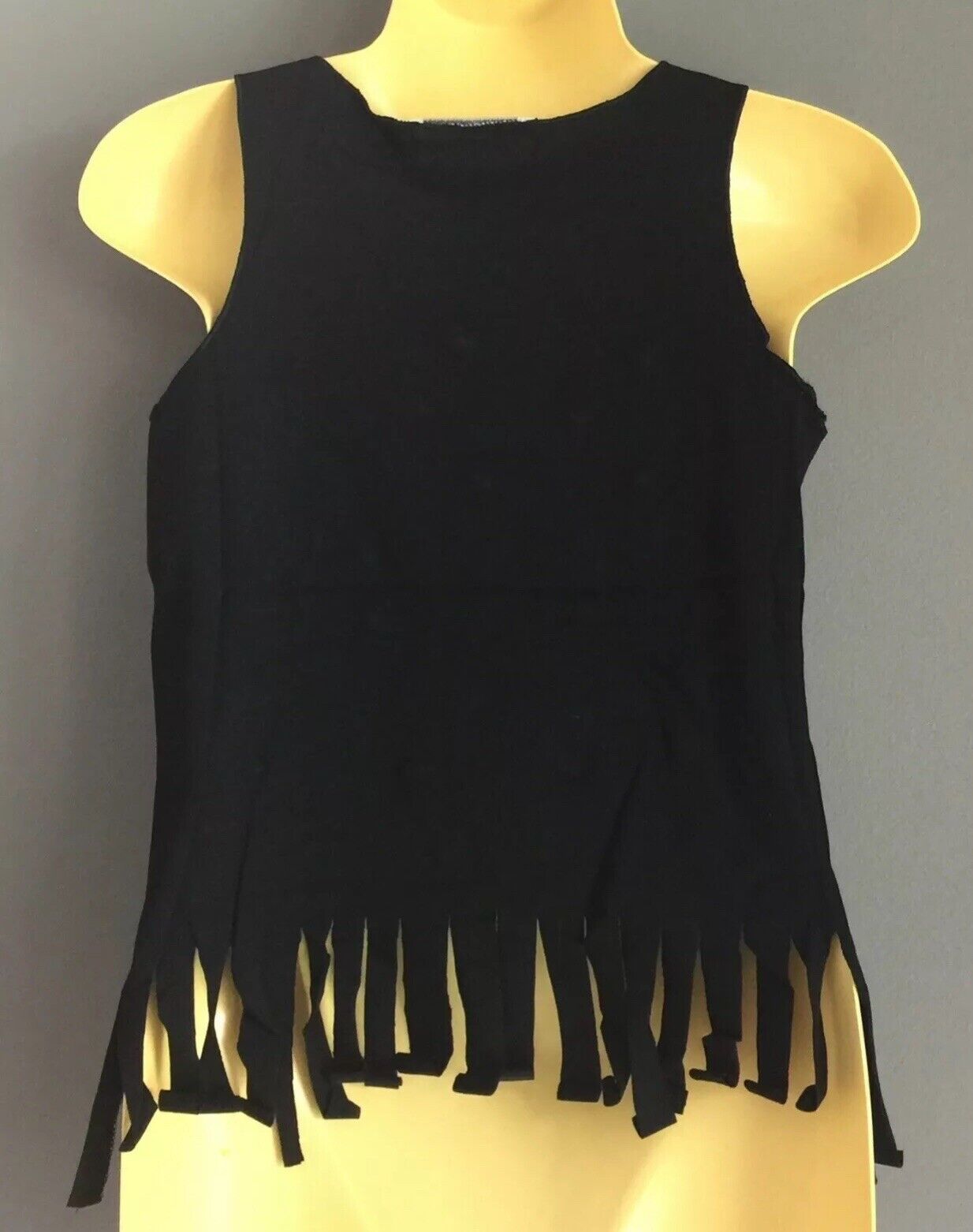 New Girls POPI AND TULIP Black Top Sleeveless Pearl & Fringe Trim Size 3 & 4