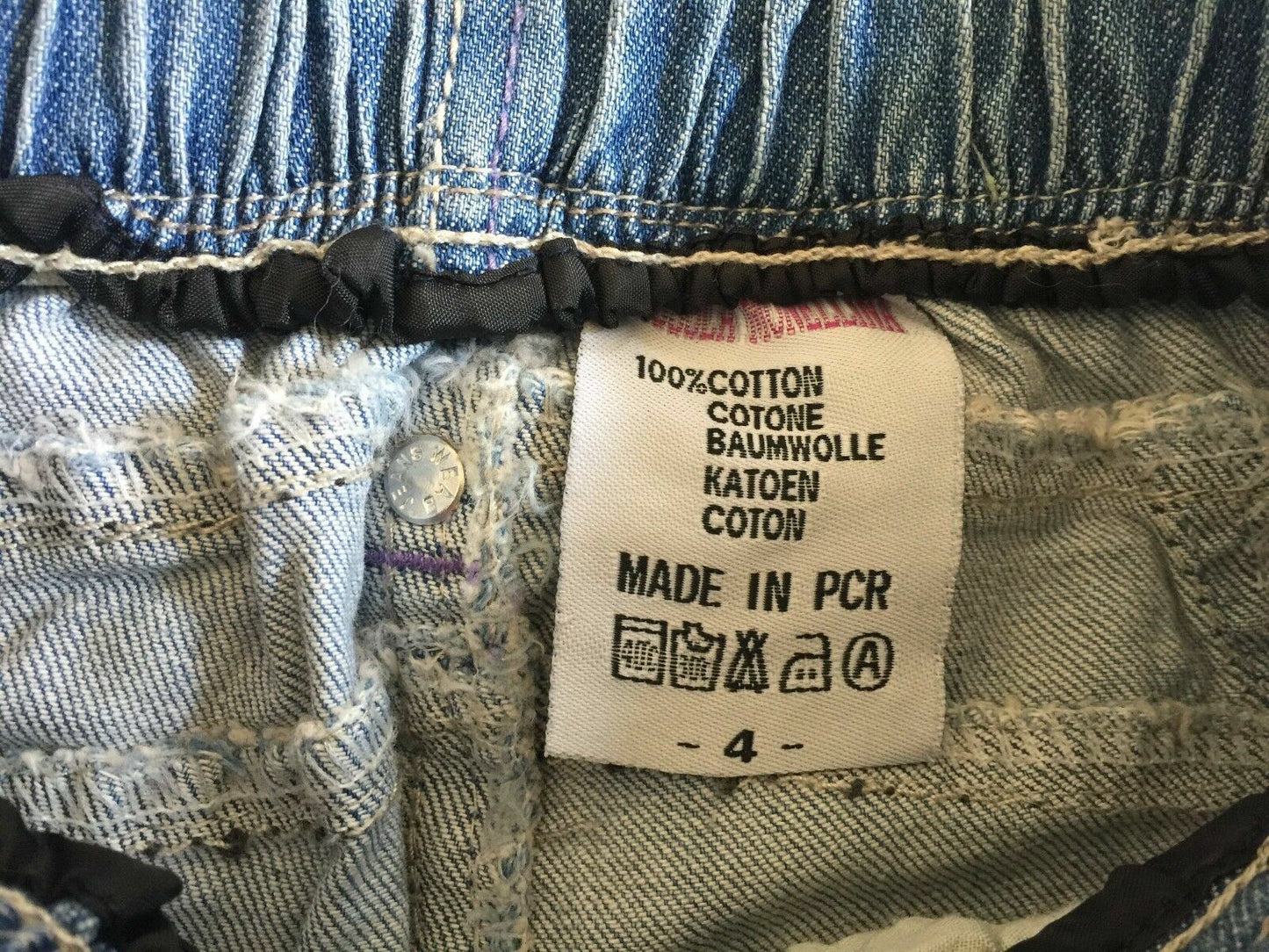 Girls PICCOLA MONELLA Jeans Faded Blue Denim Bling Skinny Leg Size 4