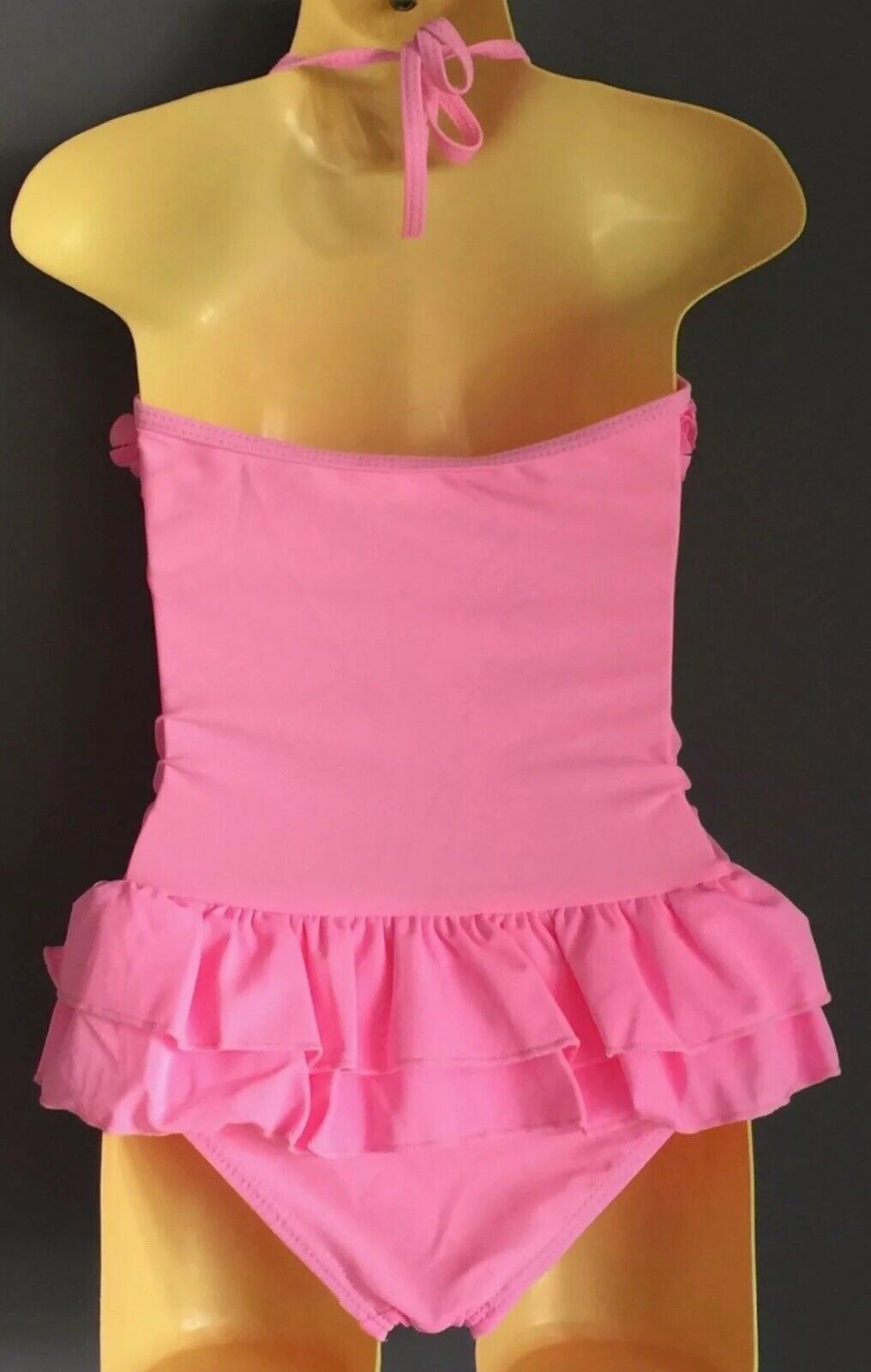 New Girls POPI AND TULIP One Piece Ruffle Pink Swimsuit & Swimming Bonnet 4 & 6