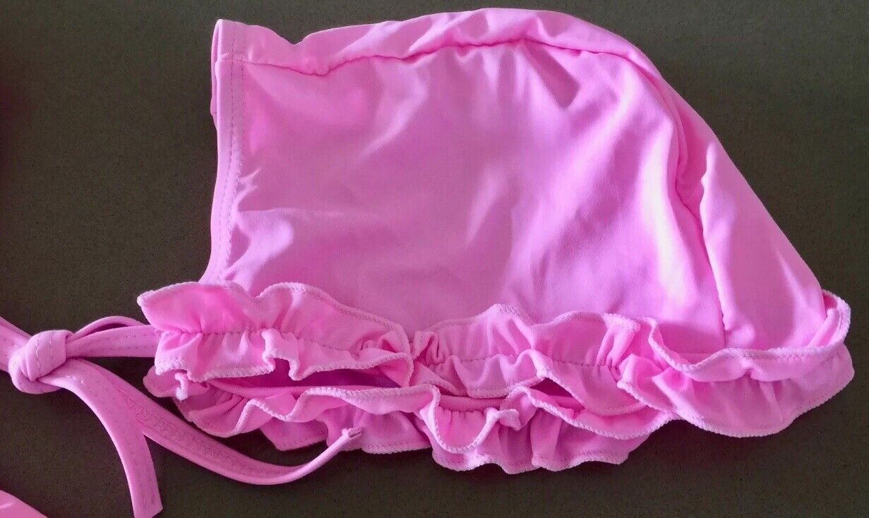 New Girls POPI AND TULIP One Piece Ruffle Pink Swimsuit & Swimming Bonnet 4 & 6