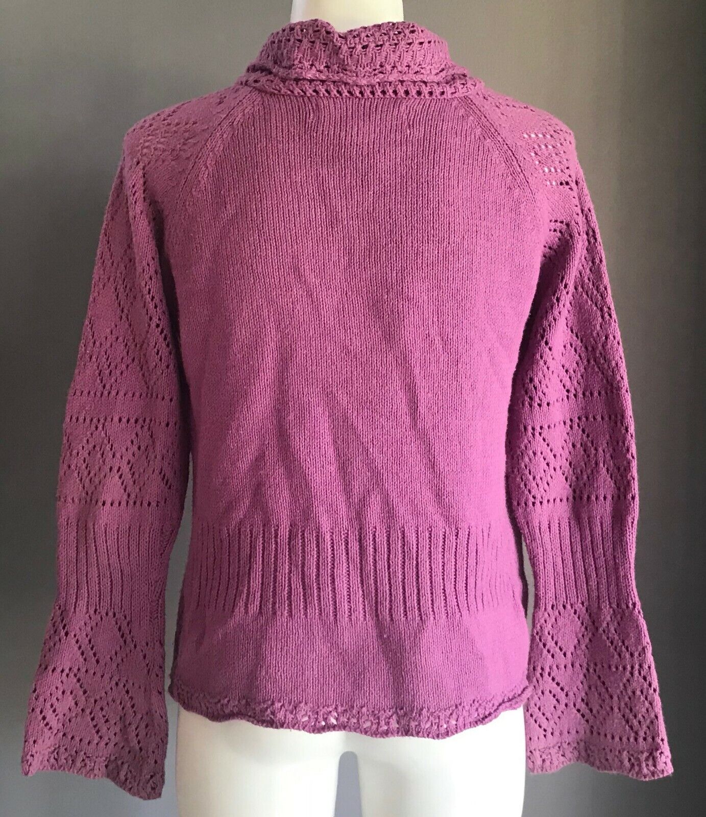 Girls JACK & MILLY Cardigan Purple Knit w Floral Trim Size 8