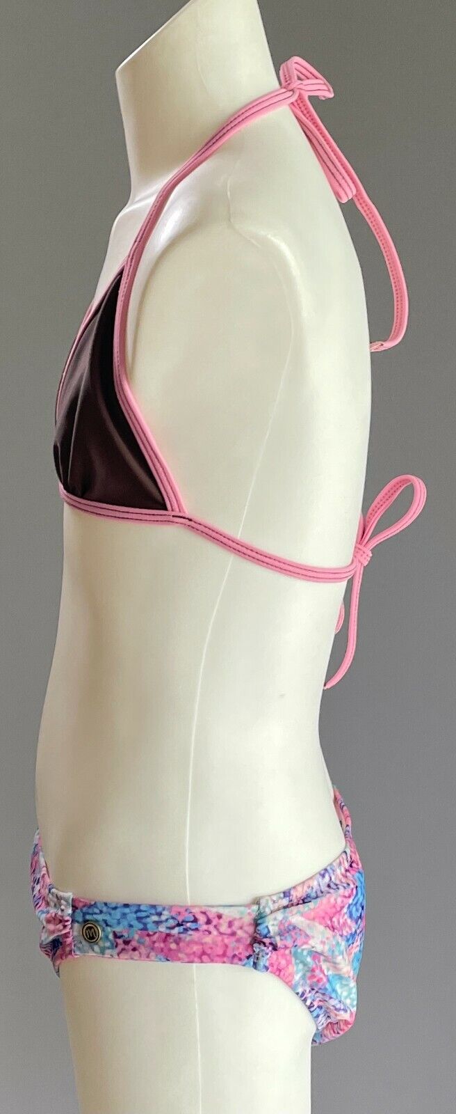 New Girls MAMBO Bikini Brown Pink & Multi Colour Print Triangle Set Size 6 - 8