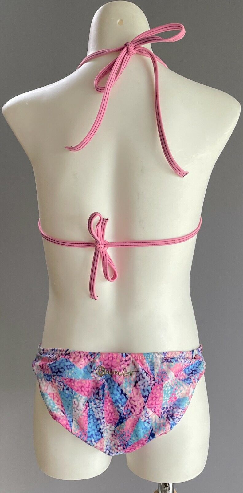 New Girls MAMBO Bikini Brown Pink & Multi Colour Print Triangle Set Size 6 - 8