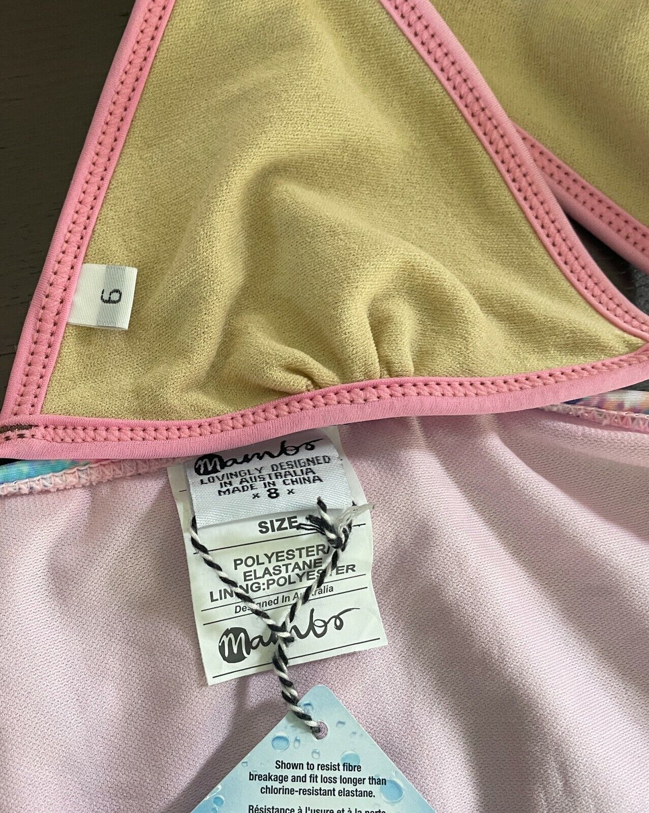 New Girls MAMBO Bikini Brown Pink & Multi Colour Print Triangle Set Size 6 - 8
