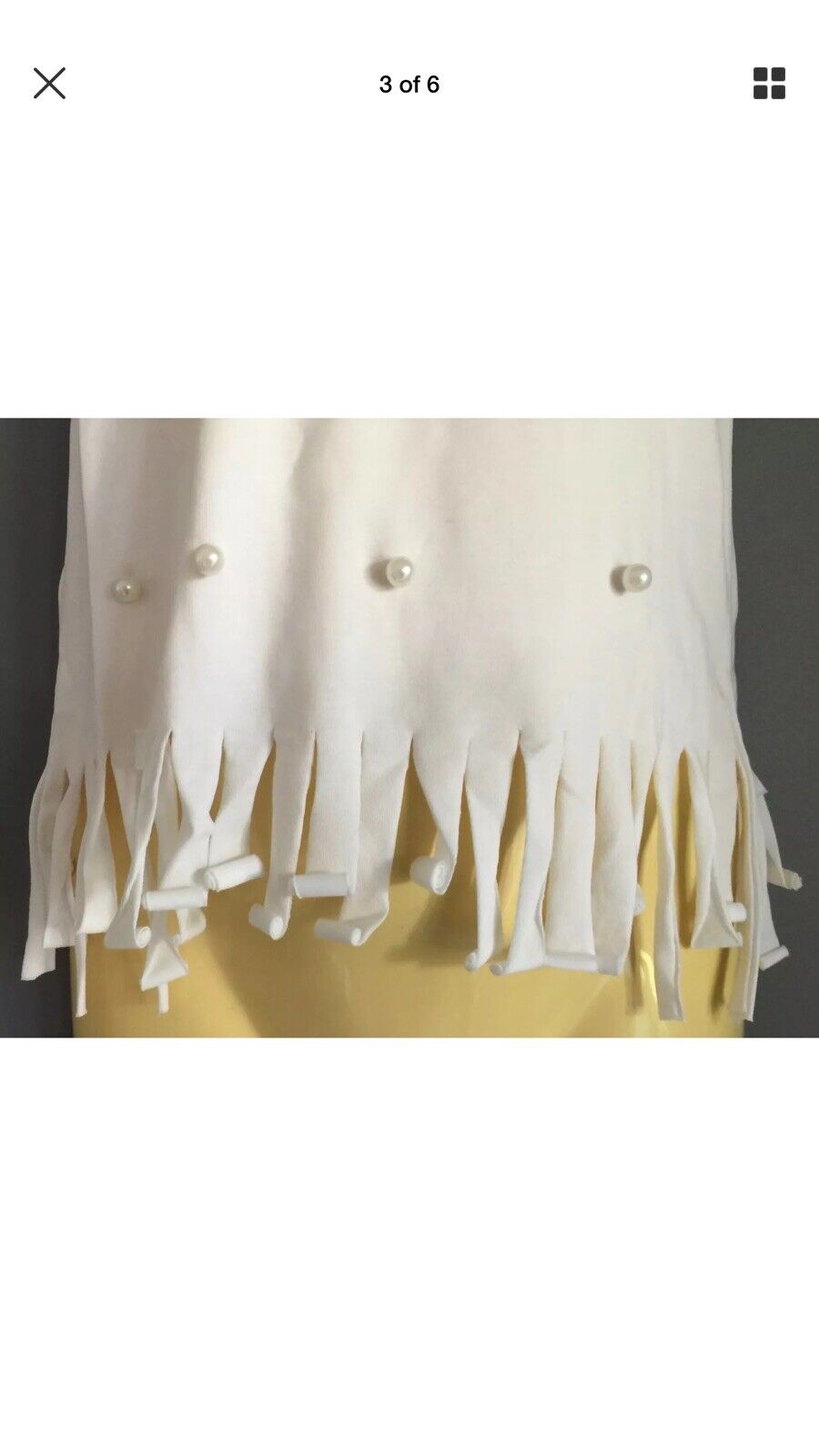 New Girls POPI AND TULIP Top White Sleeveless Pearl & Fringe Trim Sizes 3 4 7