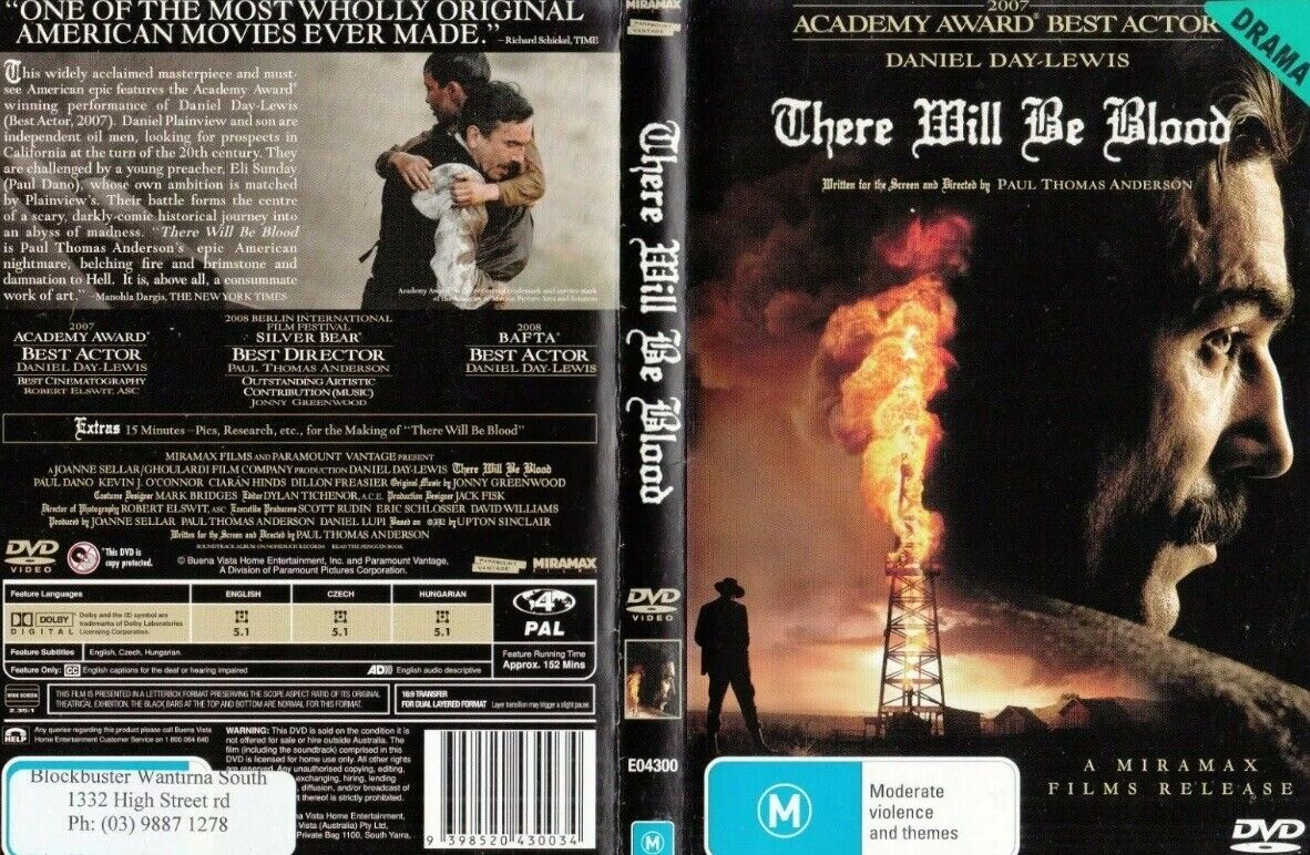 DVD THERE WILL BE BLOOD 2007 Daniel Day Lewis Action Movie Sealed NEW