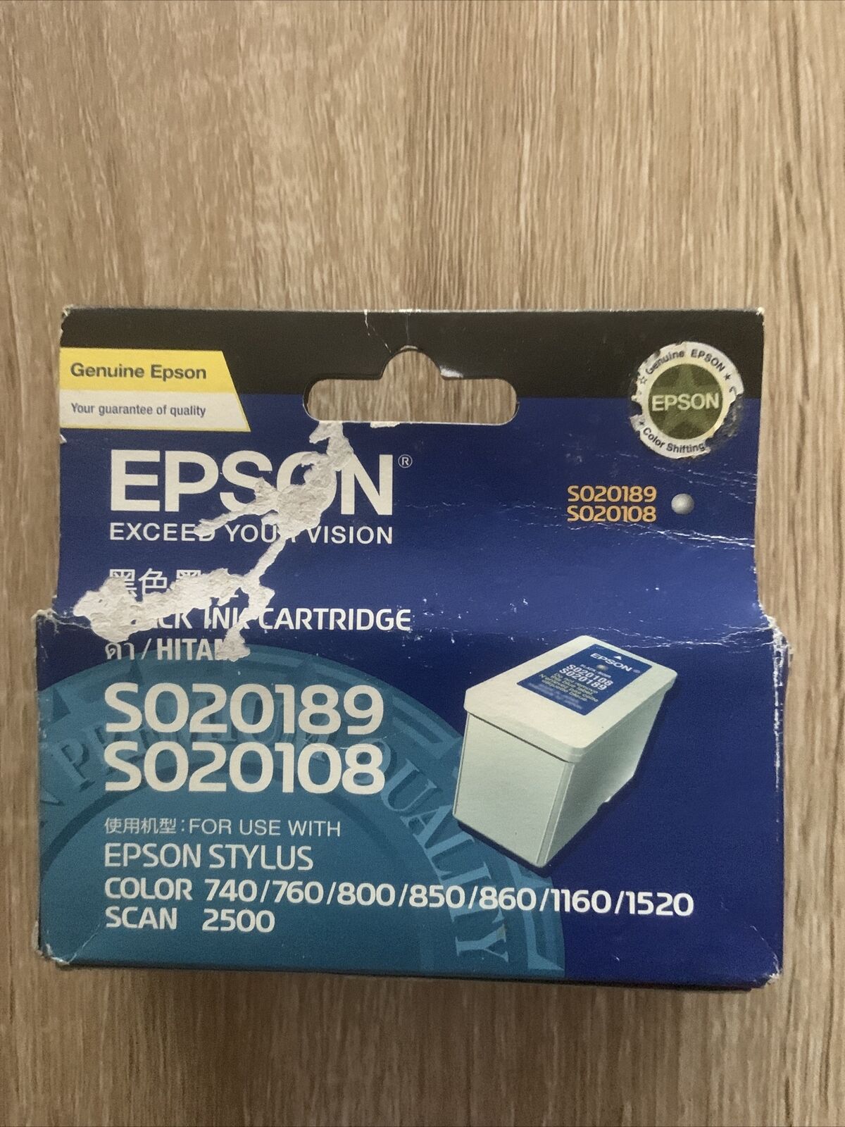 New INK CARTRIDGE EPSON STYLUS COLOUR 40 BLACK S020189 S020108 Sealed Old Stock