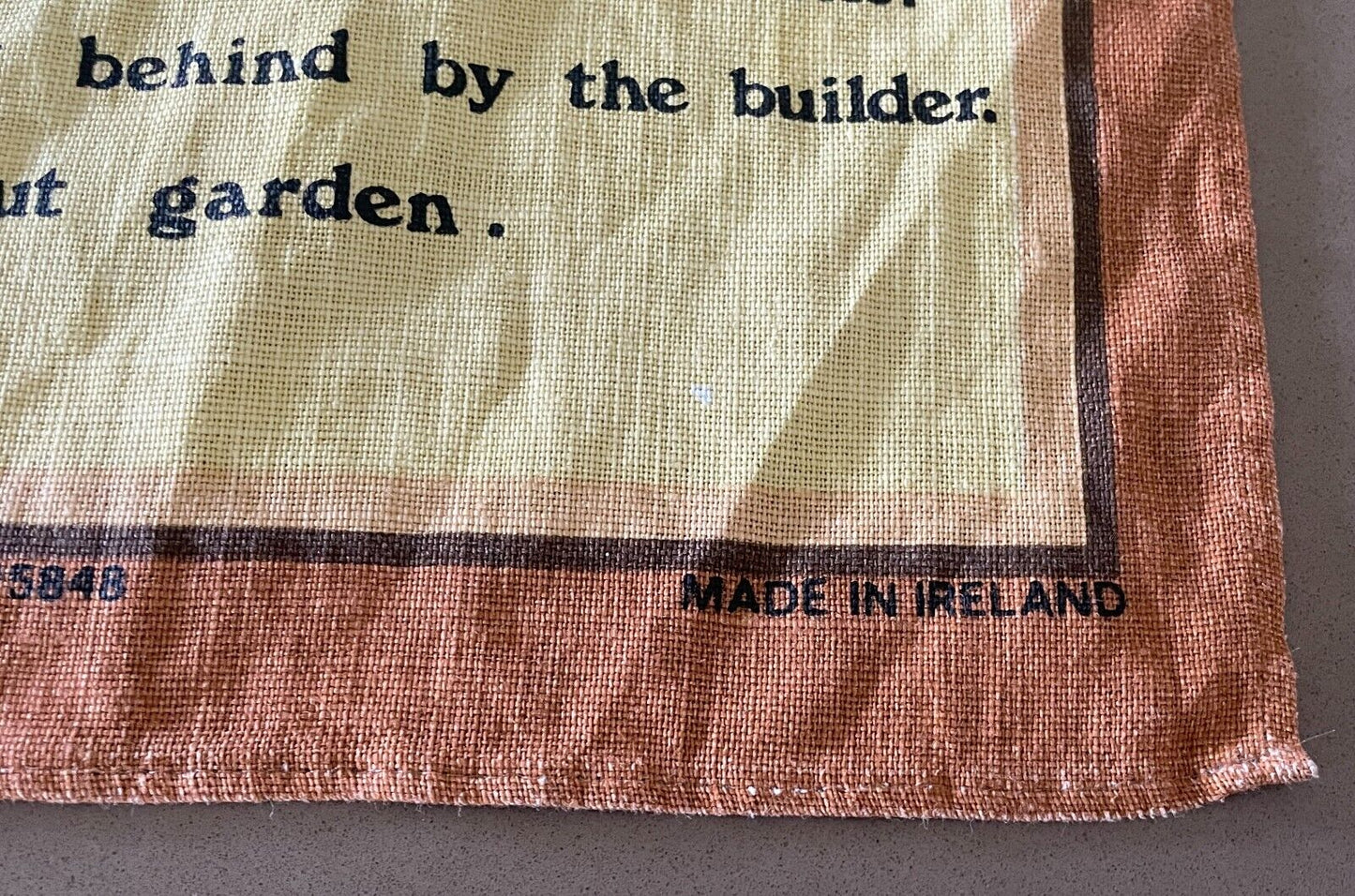 ULSTER Vintage Tea Towel GARDENING GUIDE Comedic Relief Funny Irish Linen