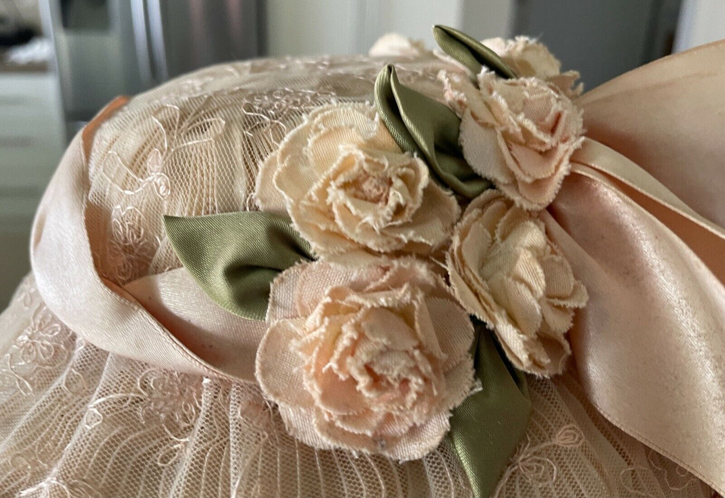 Vintage WAYNE M KLESKI Collectable Ornamental Sun Hat Lace Flower RibbonTrim NEW
