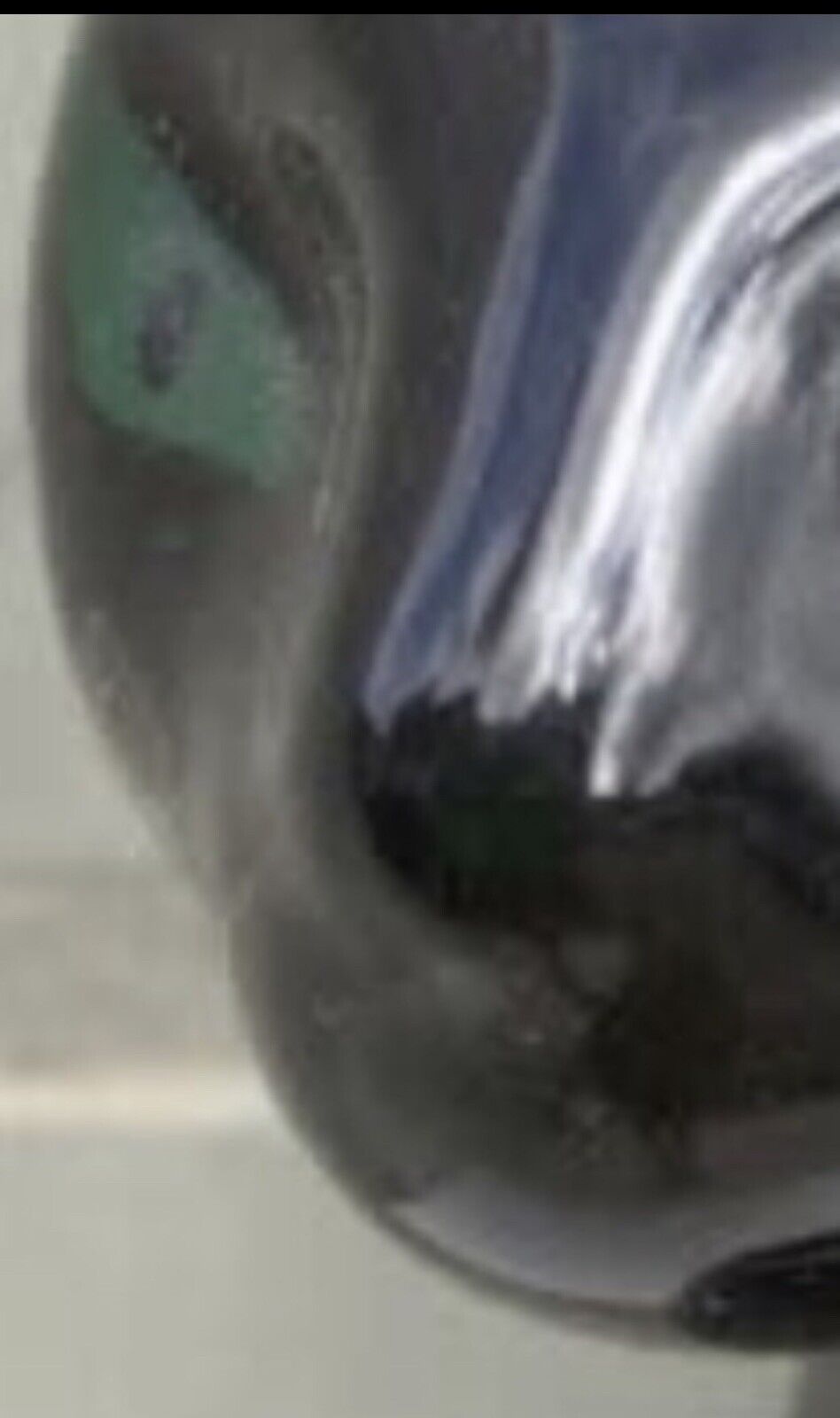 BLACK FELINE CAT Ceramic Figurine 1960's 29cm Green Eyes Glazed Glossy Felt Base