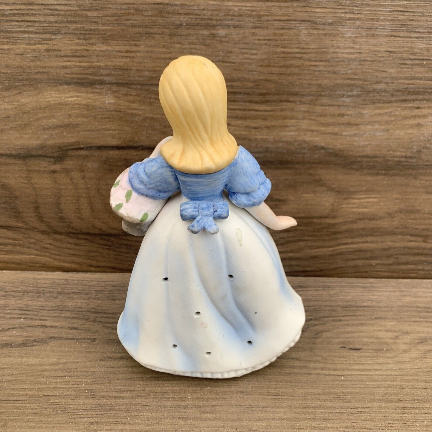 Vintage Ceramic Pomander Lady w Basket Figurine Potpourri Victorian Style Statue