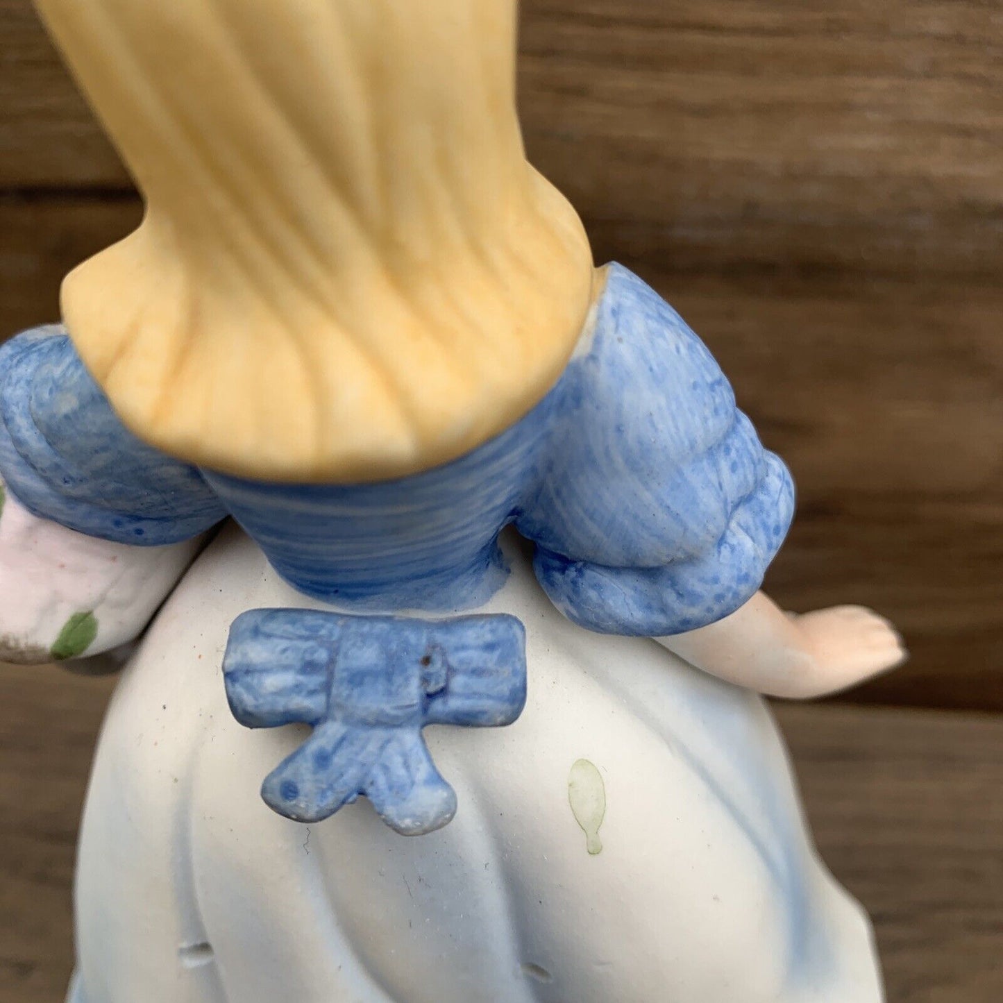 Vintage Ceramic Pomander Lady w Basket Figurine Potpourri Victorian Style Statue