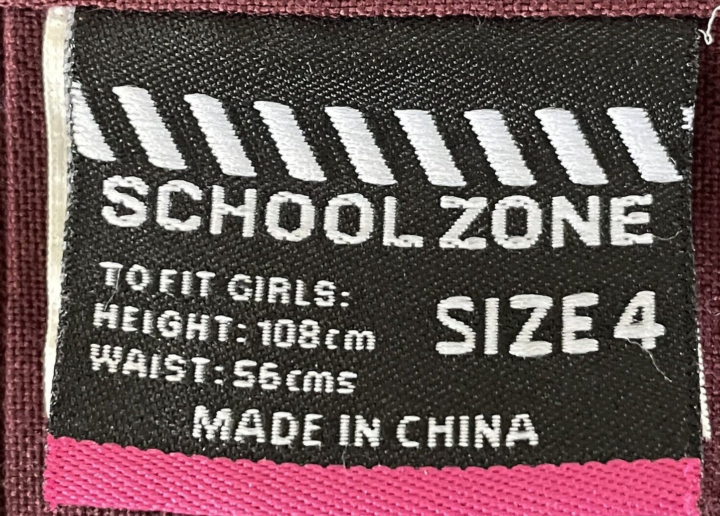 Girls SCHOOL ZONE Netball Skirt Burgundy Size 4 Sports Active Wear