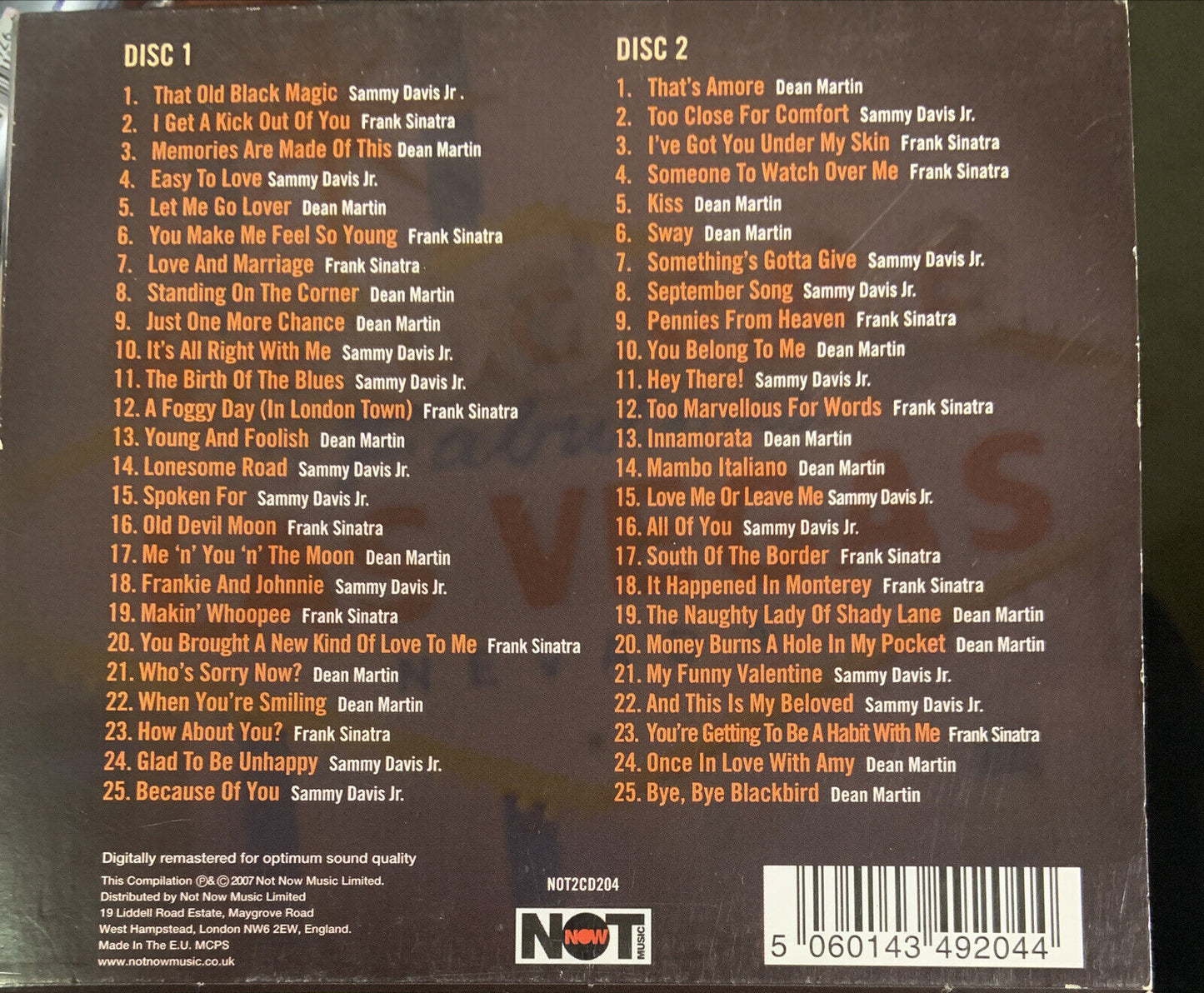 CD THE RAT PACK 50 Original Recordings Excellent Music Album 2 Discs Set