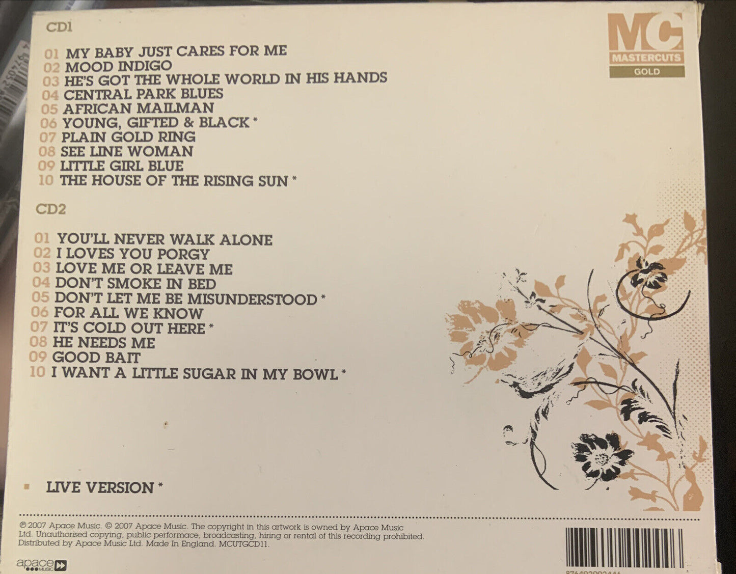 CD Mastercuts Gold Best of NINA SIMONE Music 2 Disc Set w Slip Cover