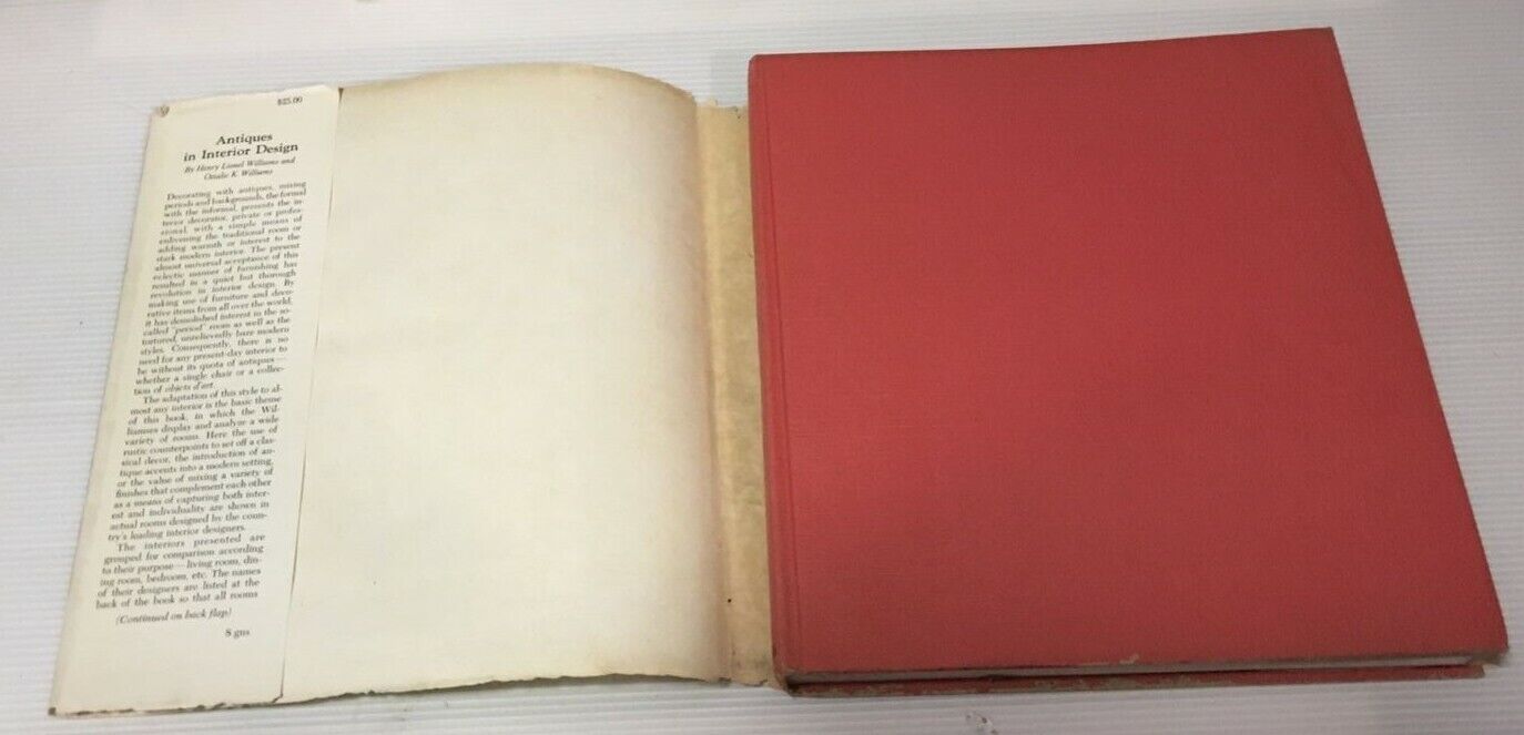 ANTIQUES IN INTERIOR DESIGN 1966 Henry Lionel & Ottalie K Williams HC DJ Book
